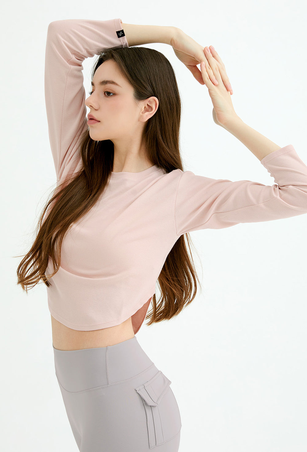 Easy Round Crop Long Sleeve - Soft Pink