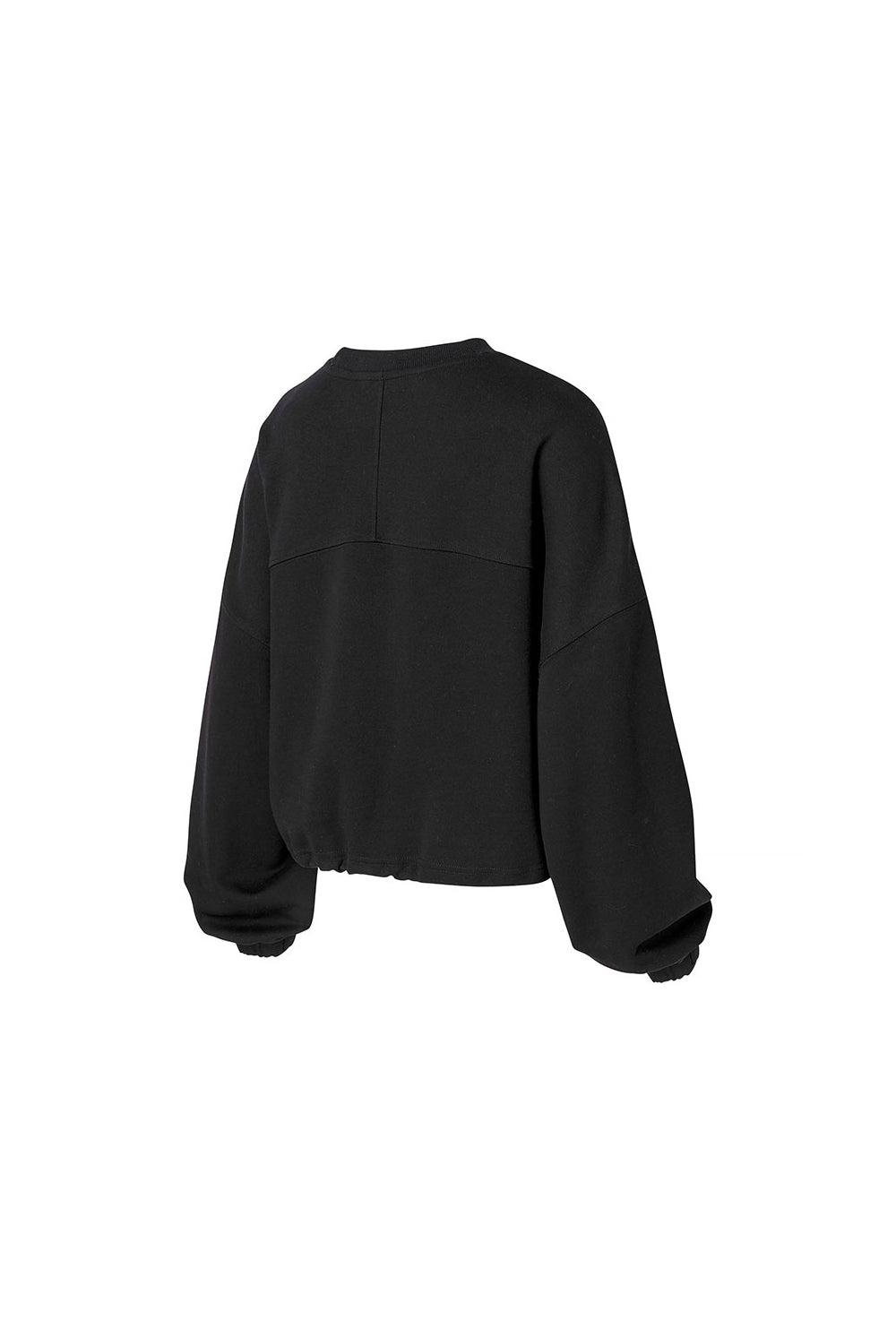 Fine Cotton Loose Fit Cropped Sweatshirt - Black