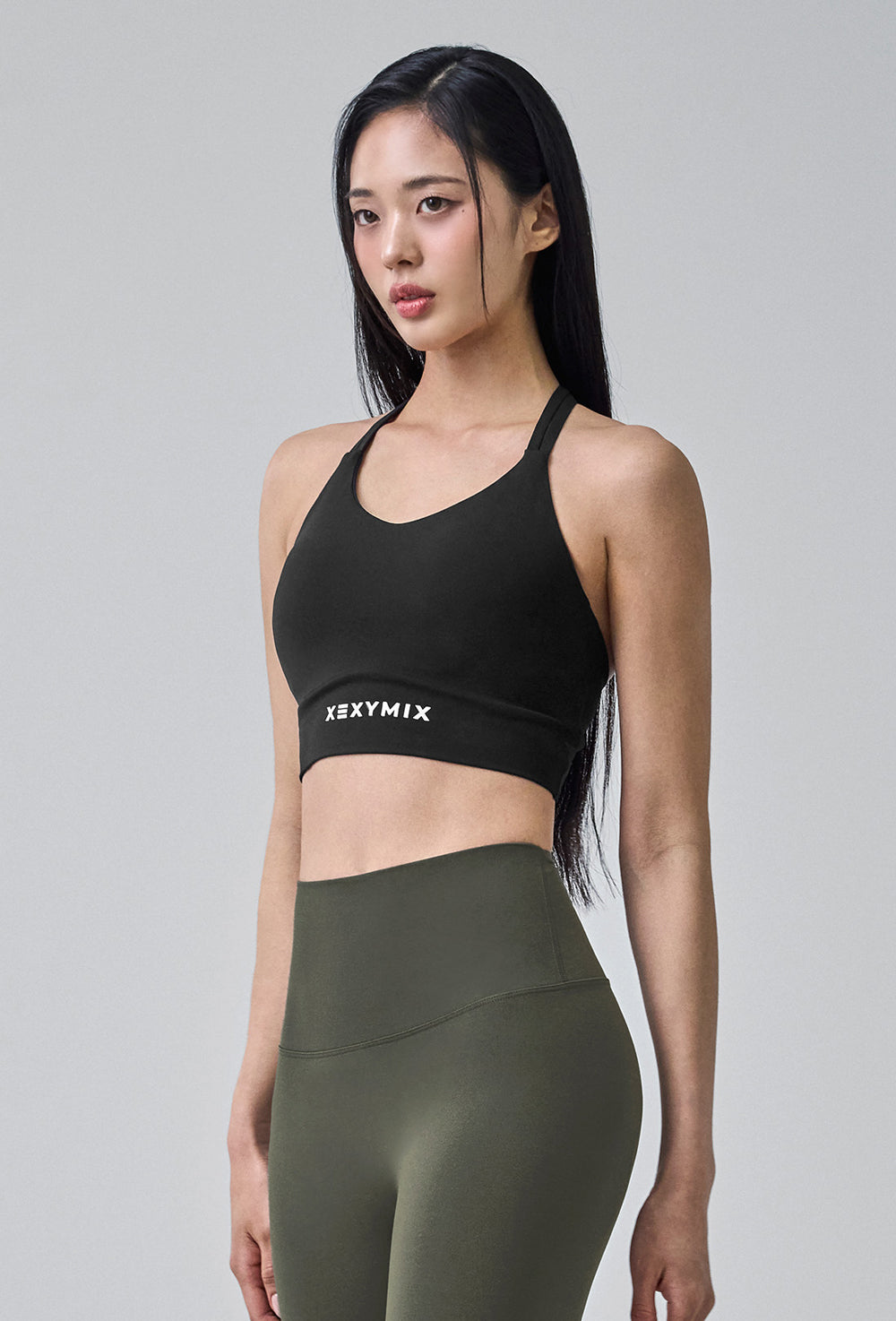 Black Label Signature Power Rise Double Halter Neck Bra Top - Black