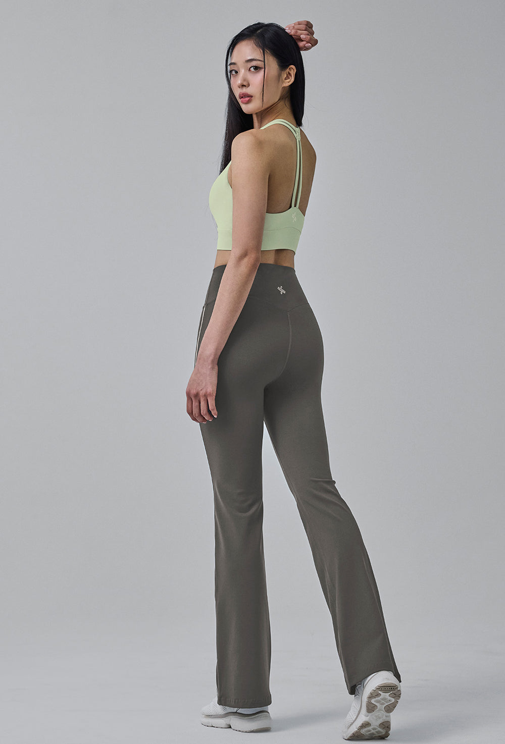 Black Label Signature Power Rise Double Halter Neck Bra Top - Shadow Lime