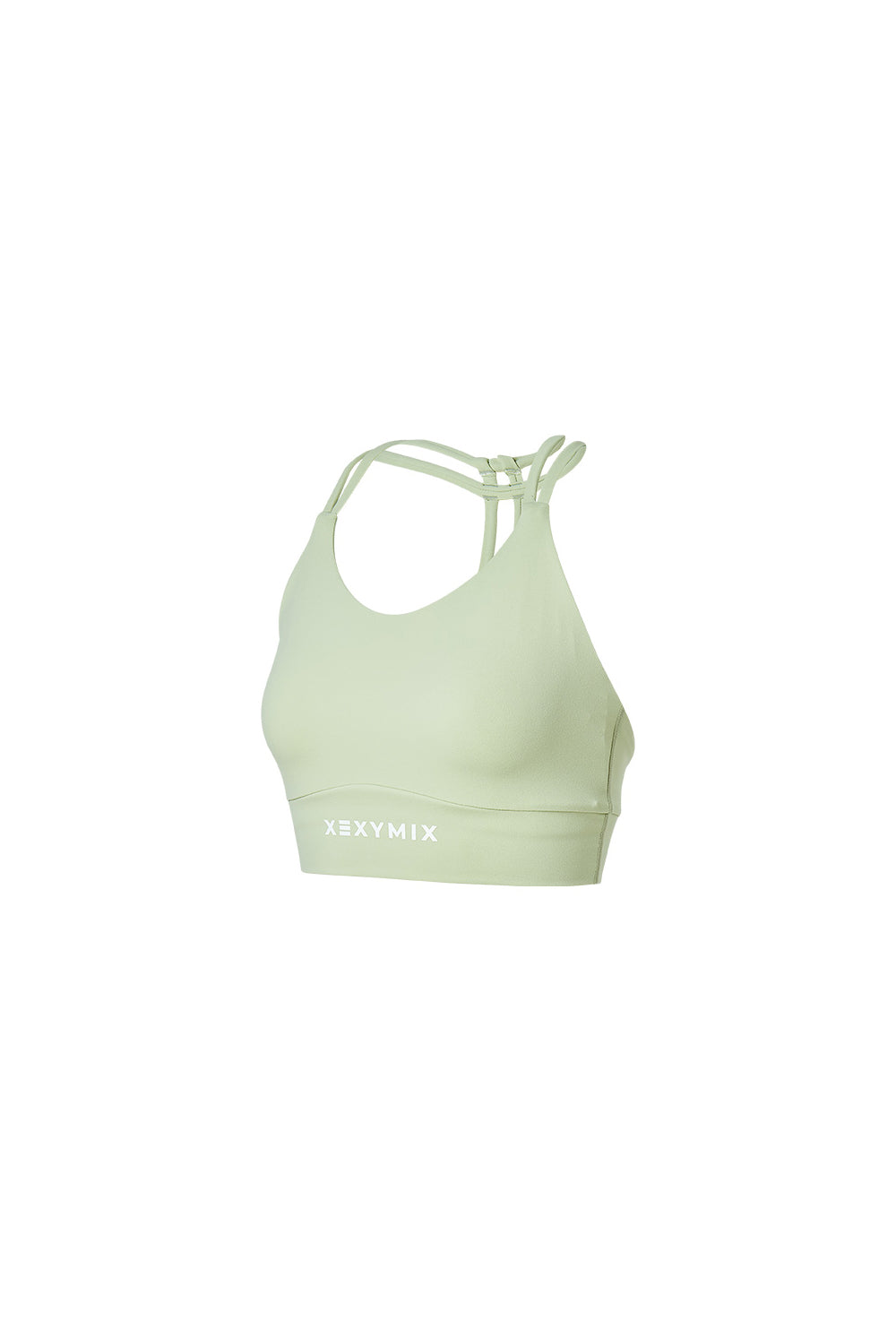 Black Label Signature Power Rise Double Halter Neck Bra Top - Shadow Lime