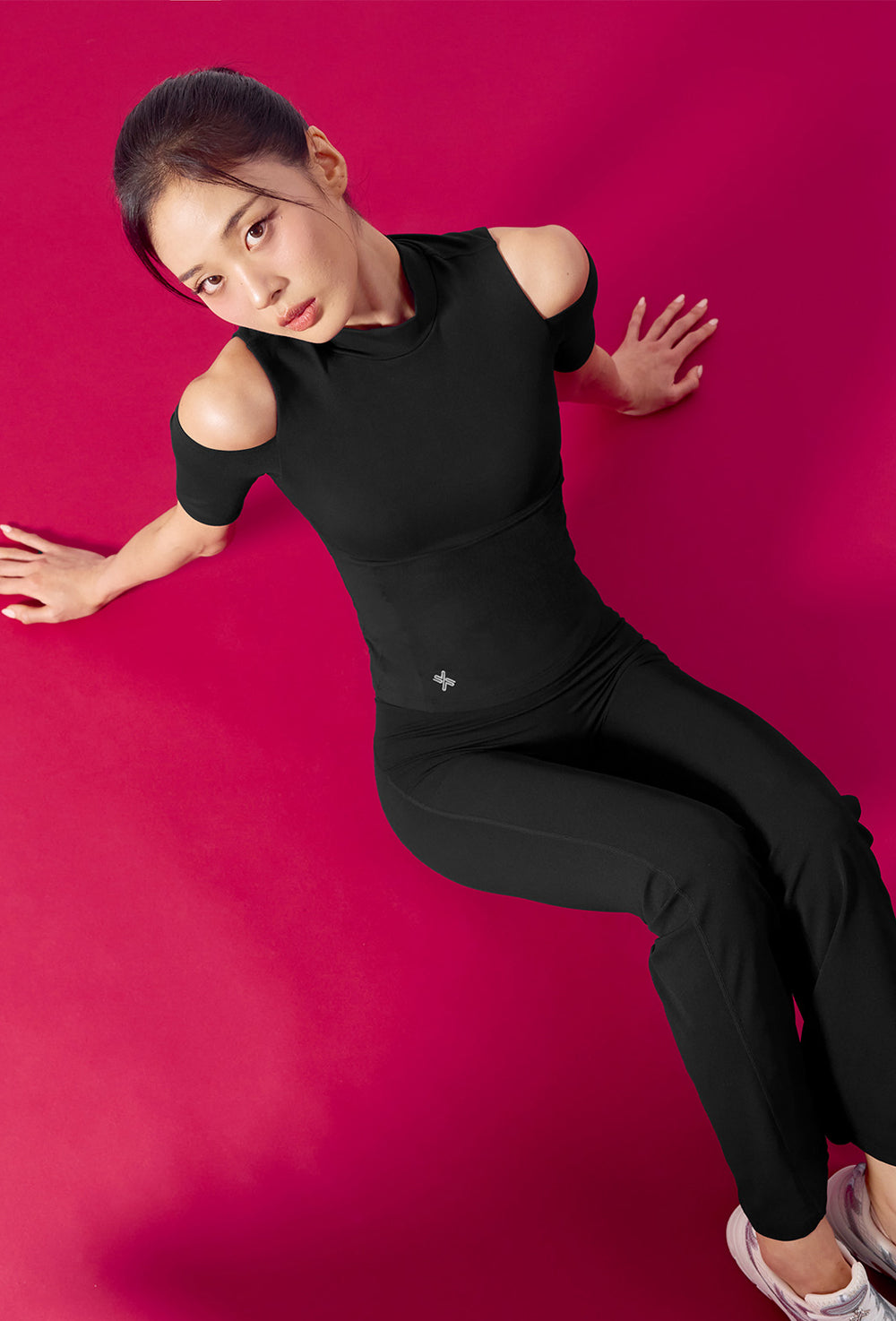 Cotton-Like Shoulder Cut-Out Sleeve - Black