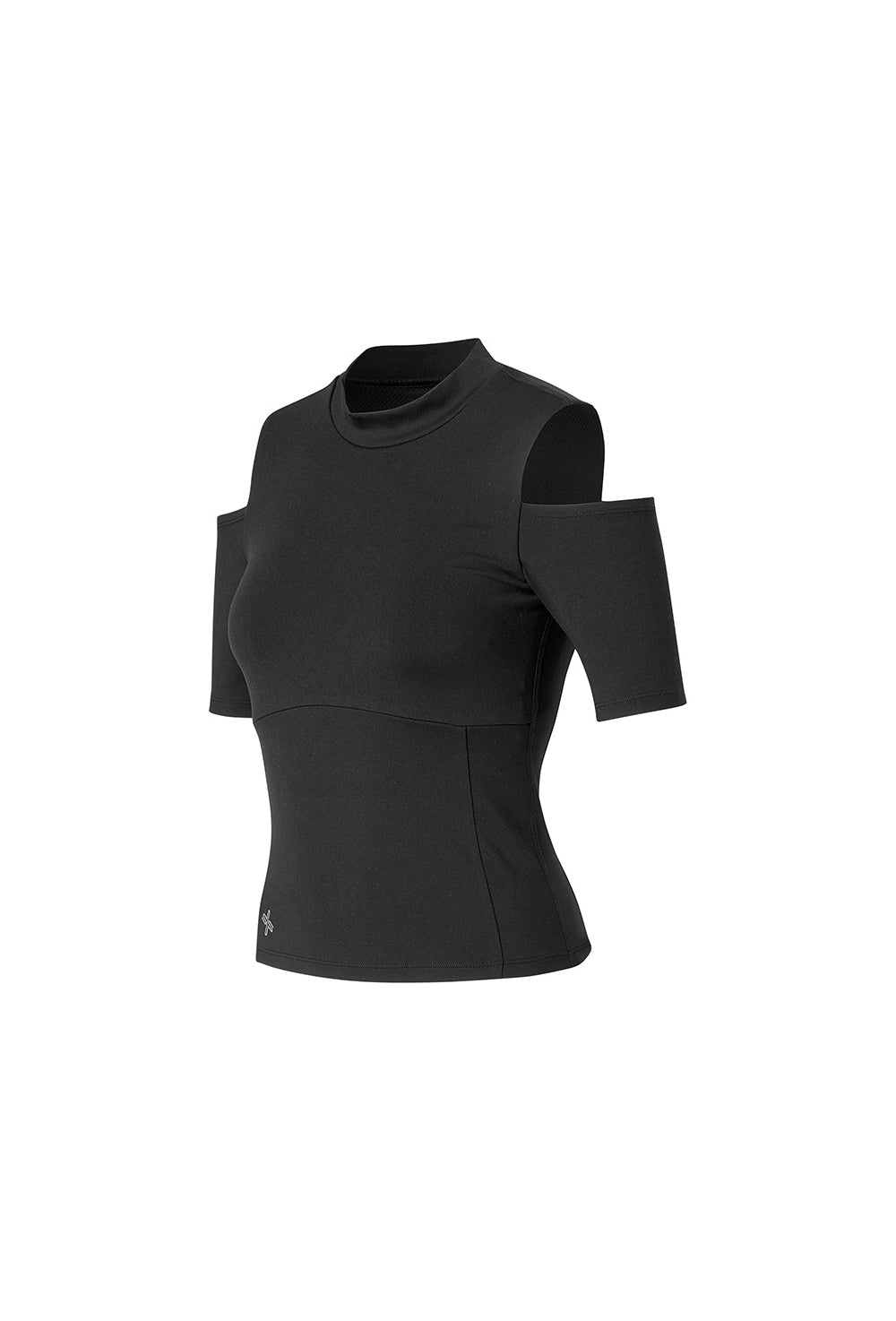 Cotton-Like Shoulder Cut-Out Sleeve - Black