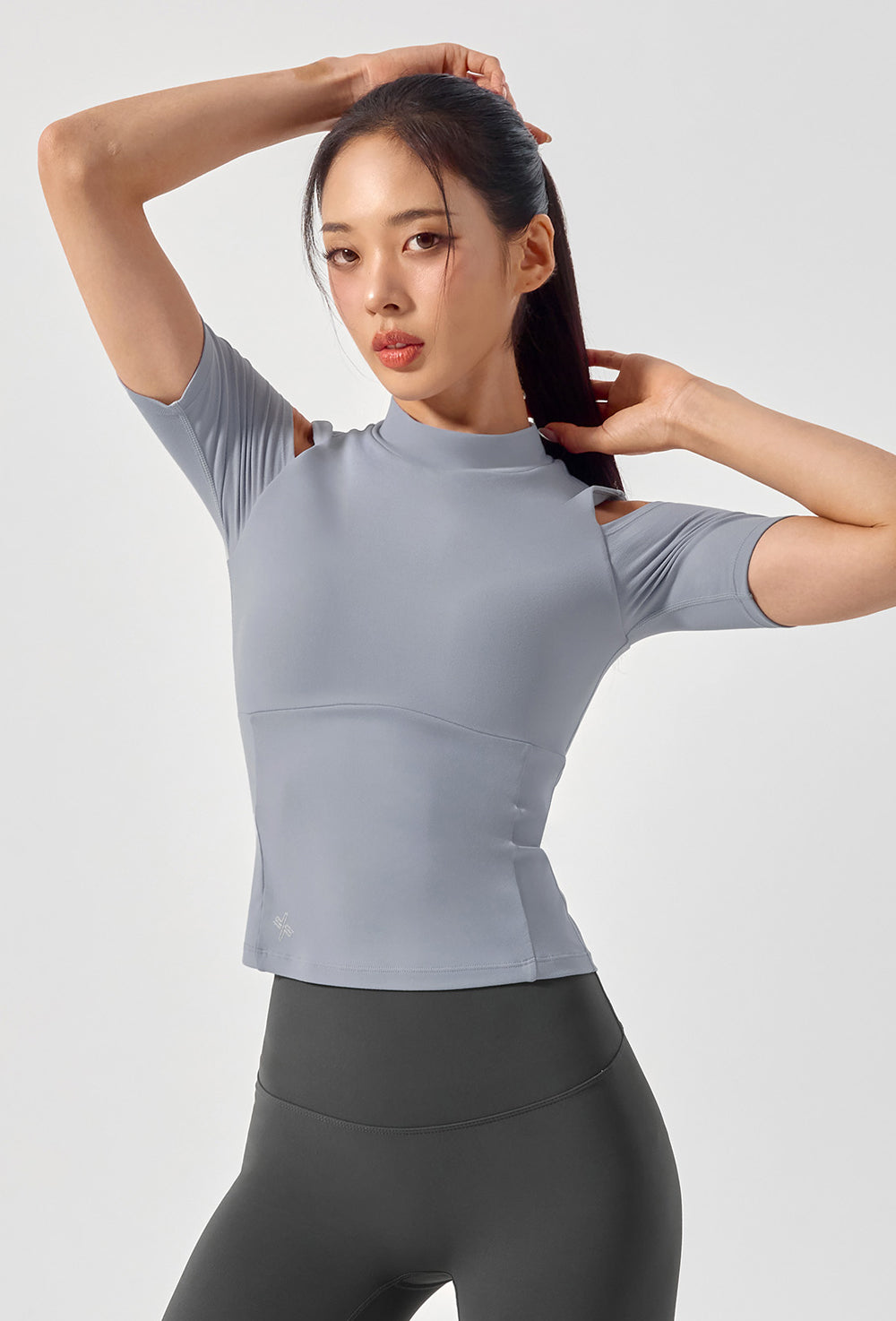 Cotton-Like Shoulder Cut-Out Sleeve - Blue Fog