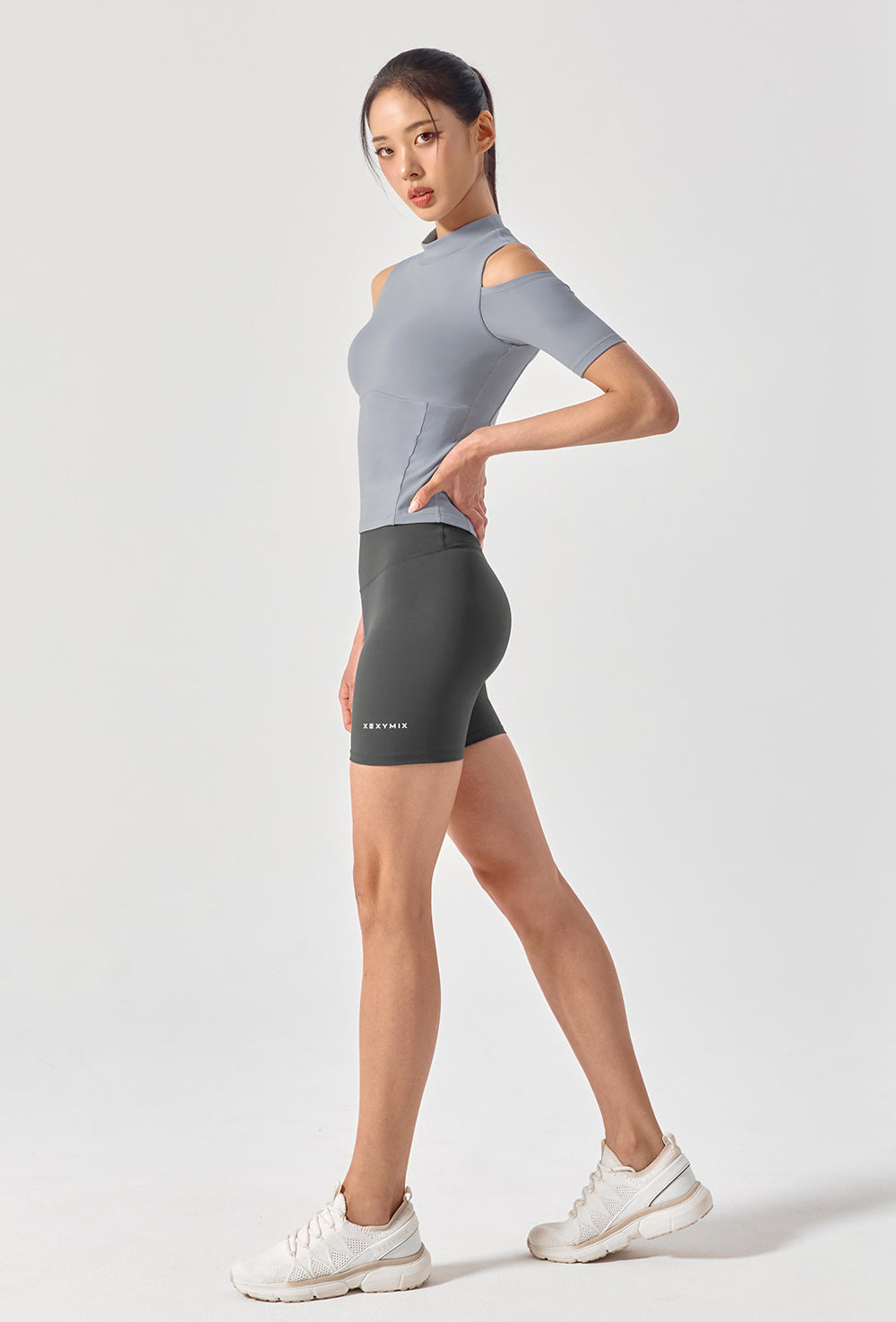 Cotton-Like Shoulder Cut-Out Sleeve - Blue Fog