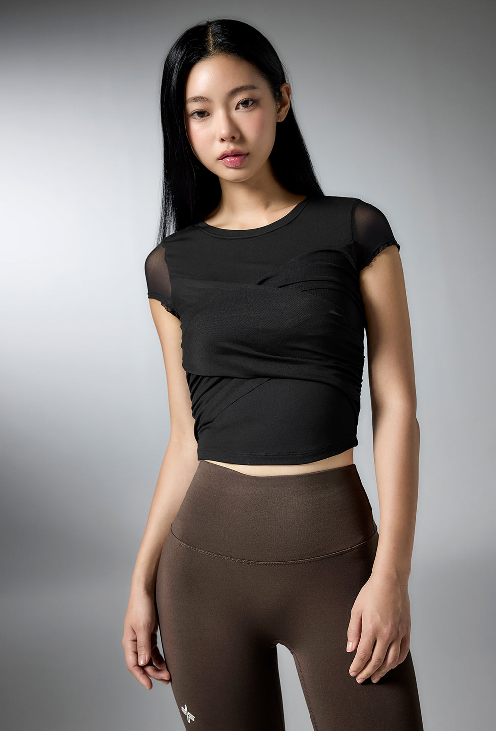 Cotton-like Cross Mesh Sleeve - Black