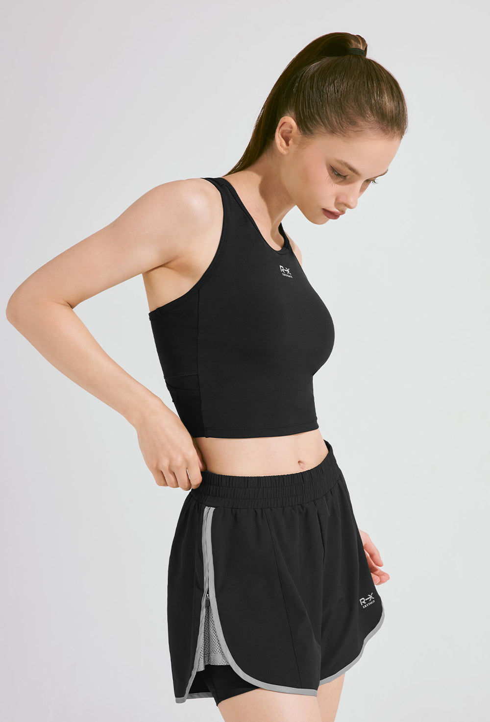 RX Comfort Fine Mesh Pocket Crop Top - Black