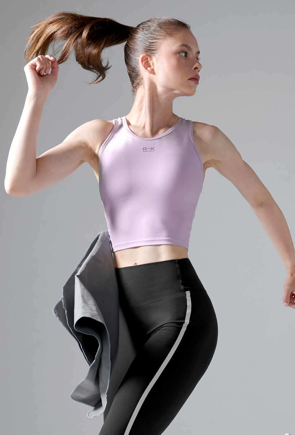 RX Comfort Fine Mesh Pocket Crop Top - Evening Violet
