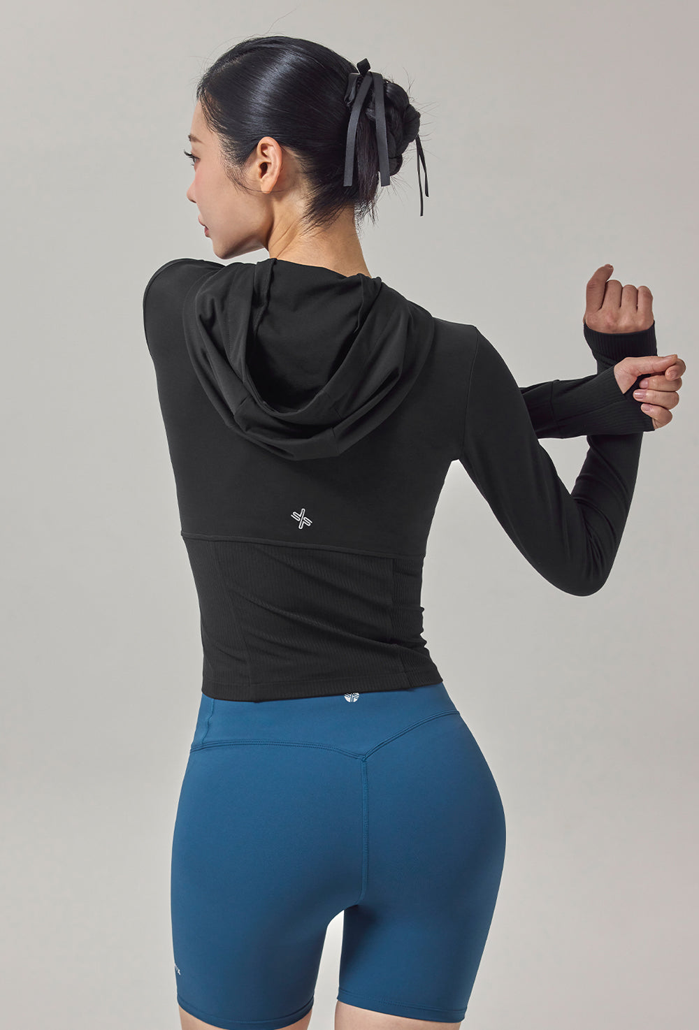 Soft Lip Mix Hood Zip up Jacket - Black