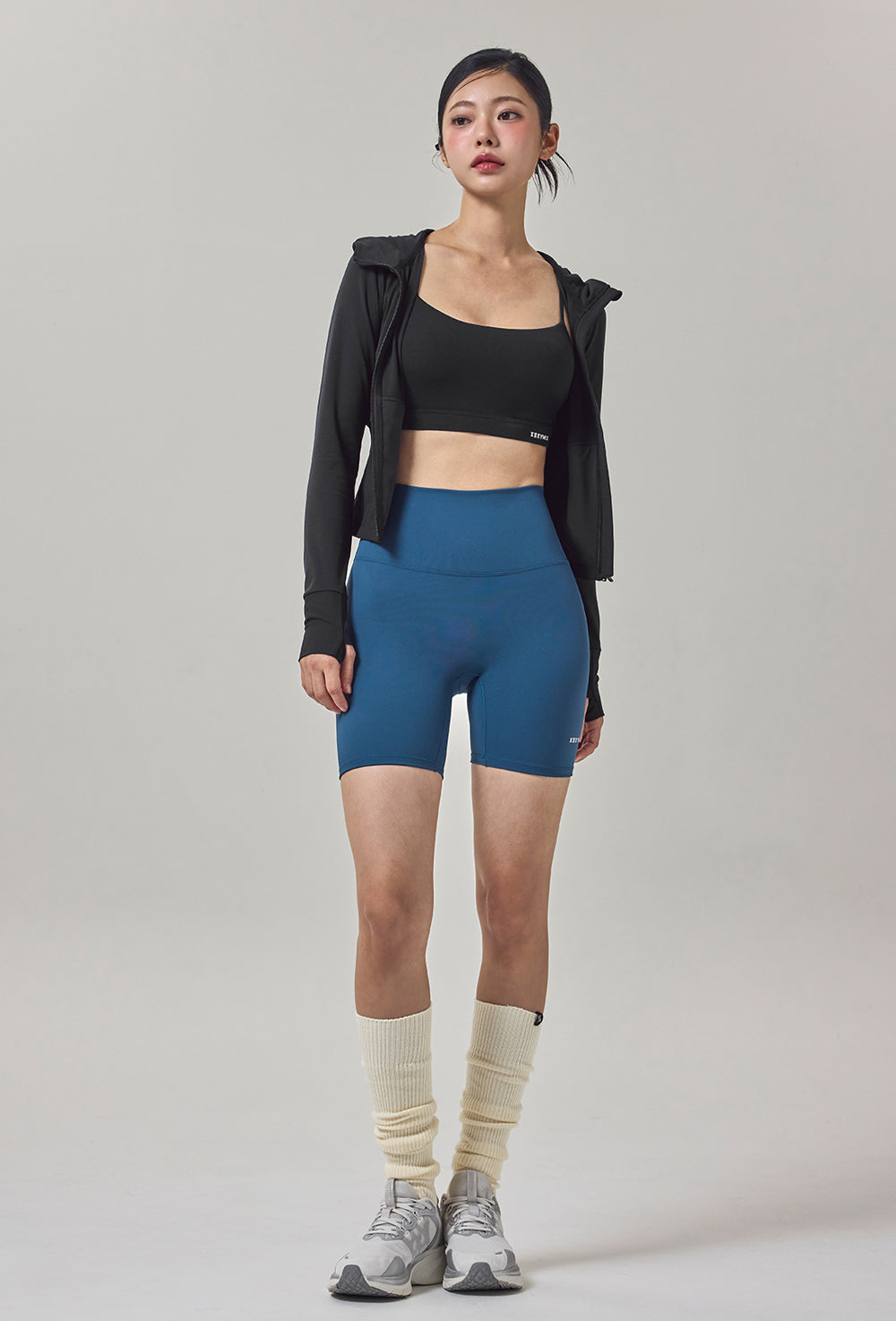 Soft Lip Mix Hood Zip up Jacket - Black