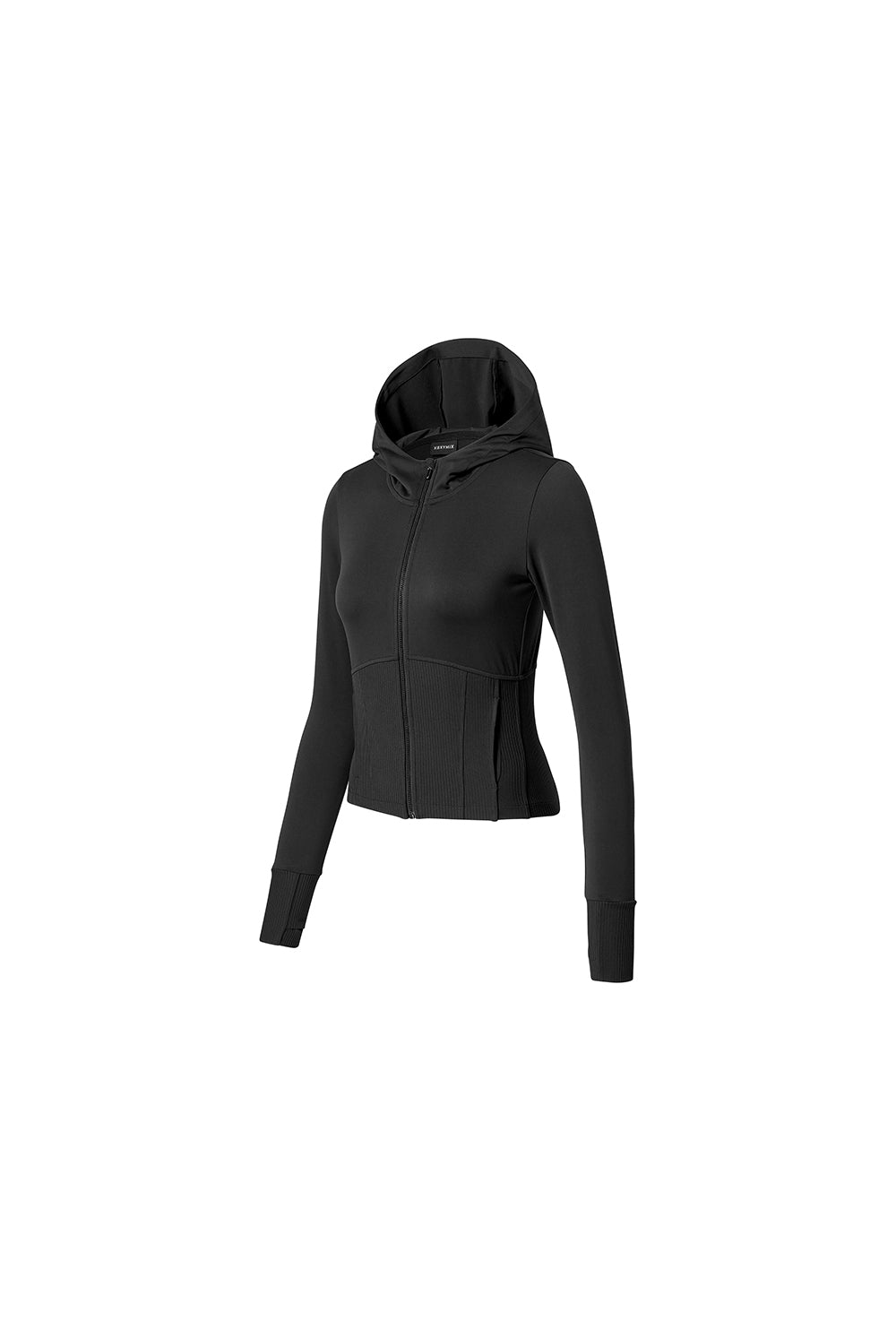 Soft Lip Mix Hood Zip up Jacket - Black