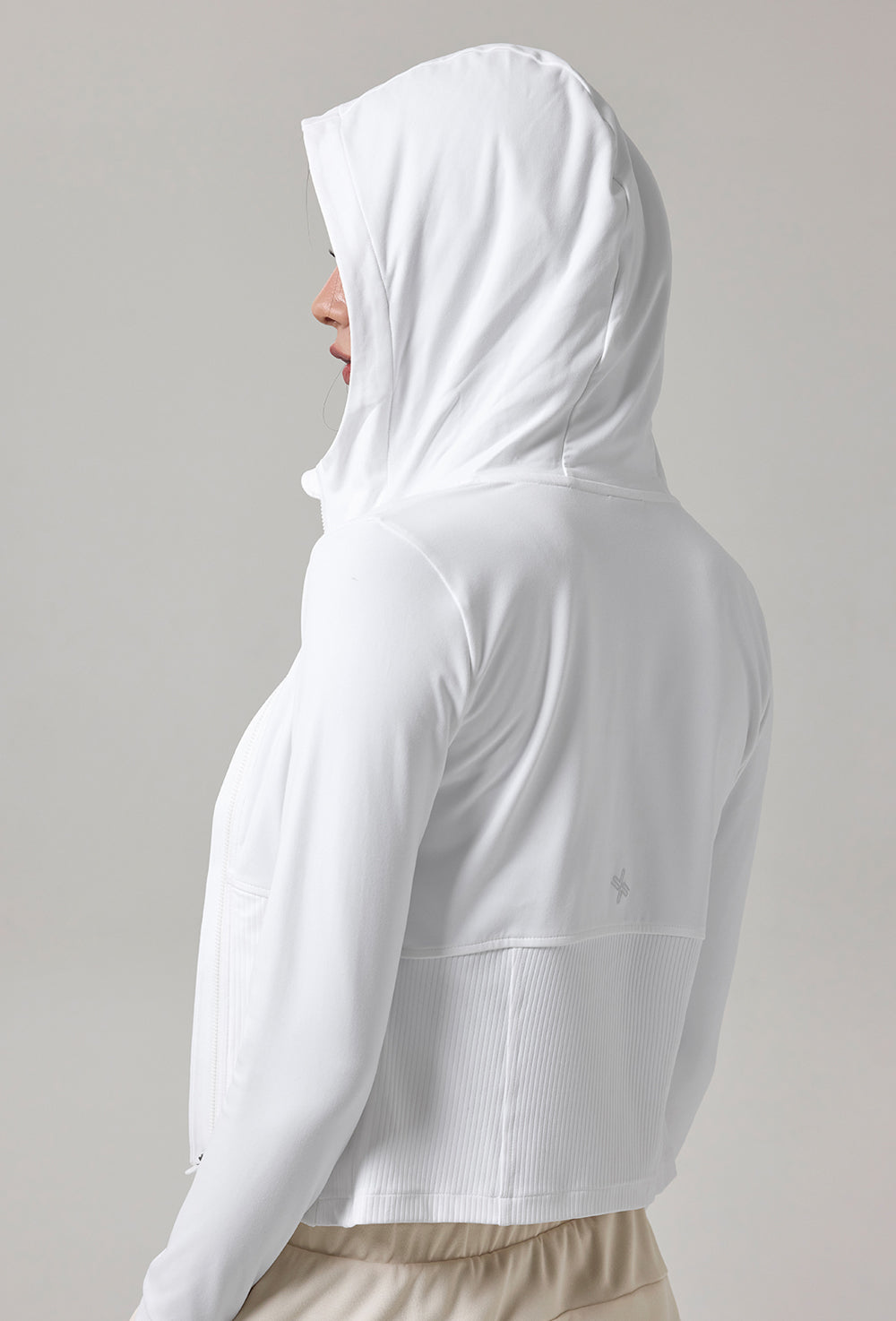 Soft Lip Mix Hood Zip up Jacket - Ivory