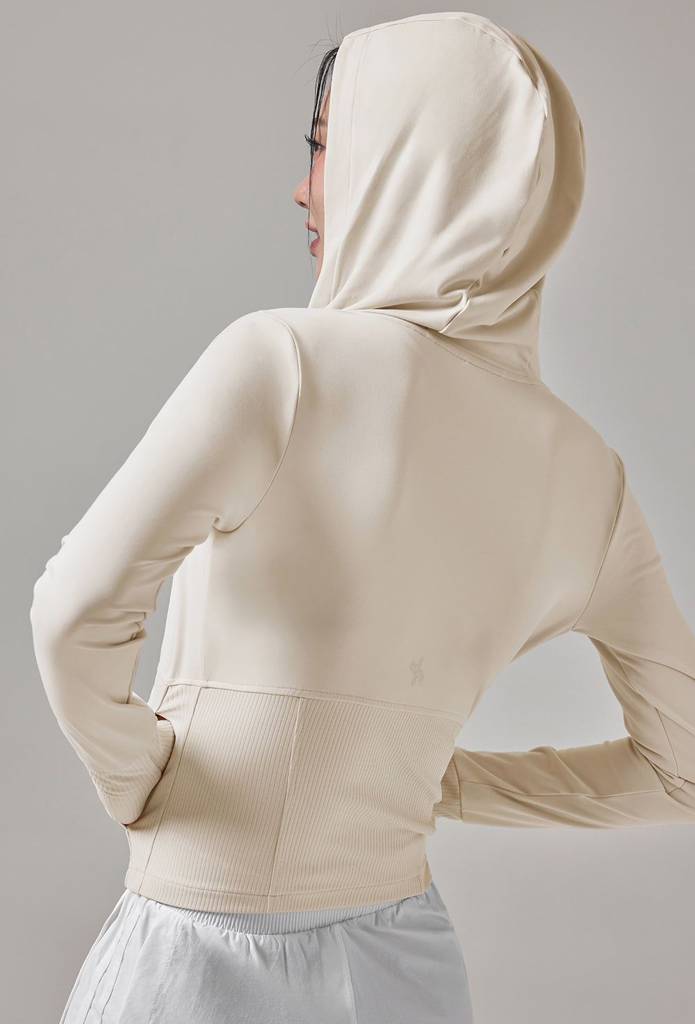 Soft Lip Mix Hood Zip up Jacket - Sand Swan