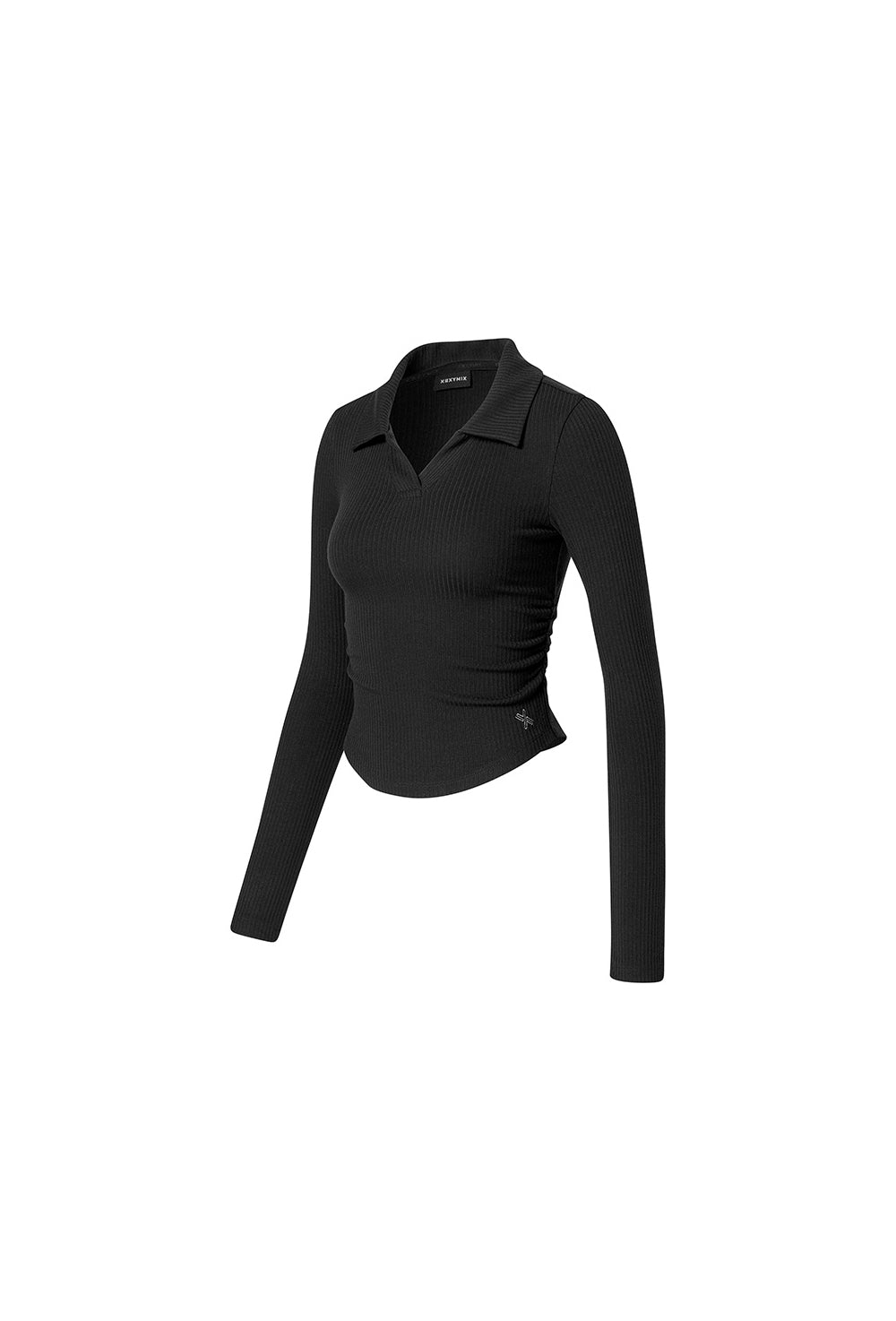 Soft Lip Open Collar Long Sleeve - Black