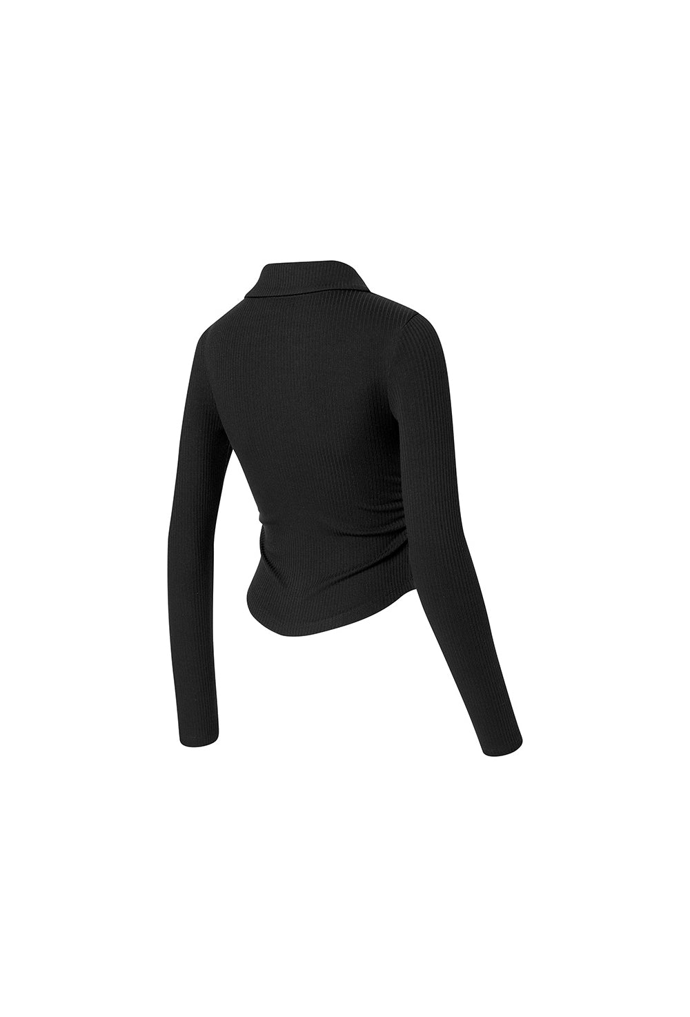 Soft Lip Open Collar Long Sleeve - Black