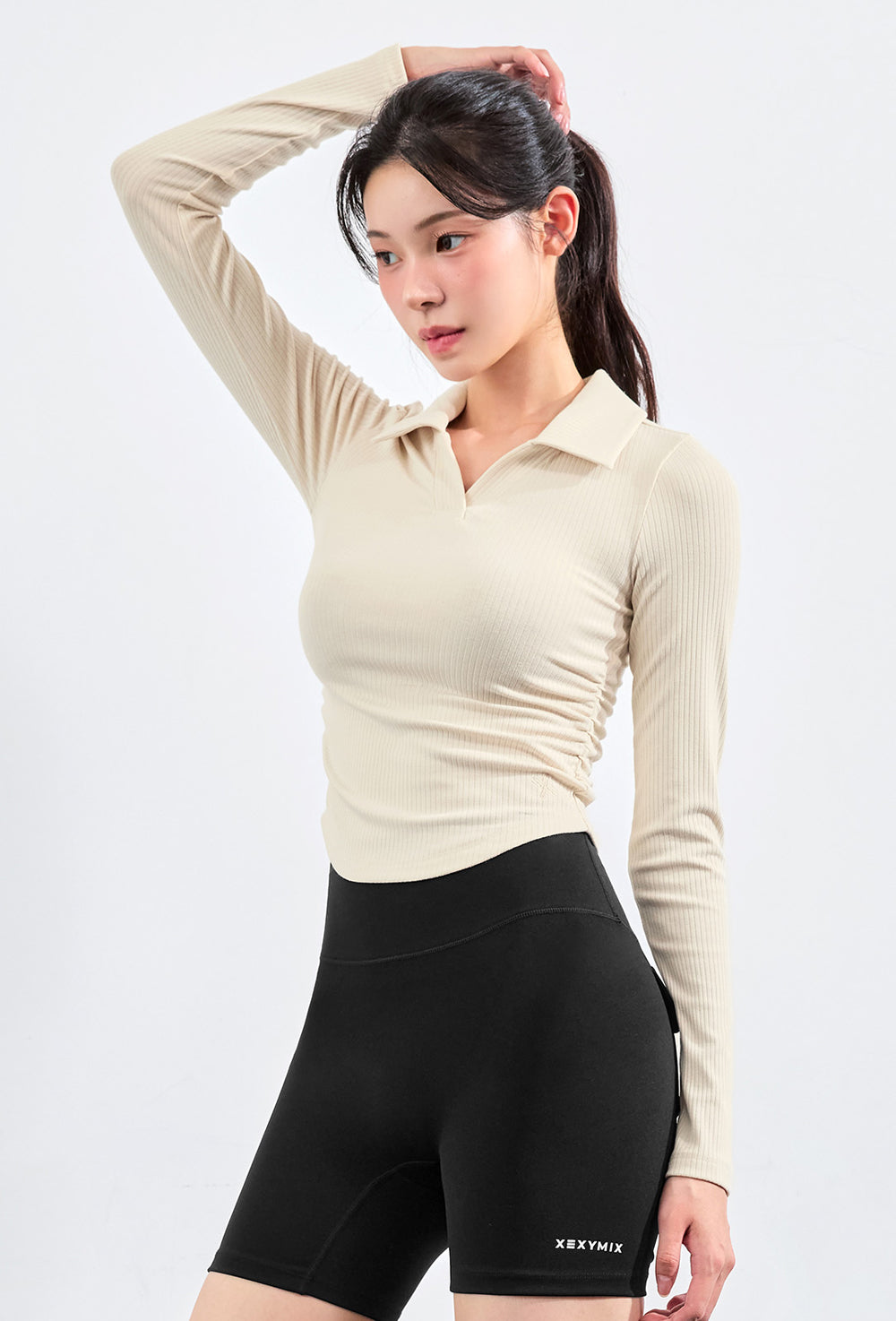Soft Lip Open Collar Long Sleeve - Floral Ivory
