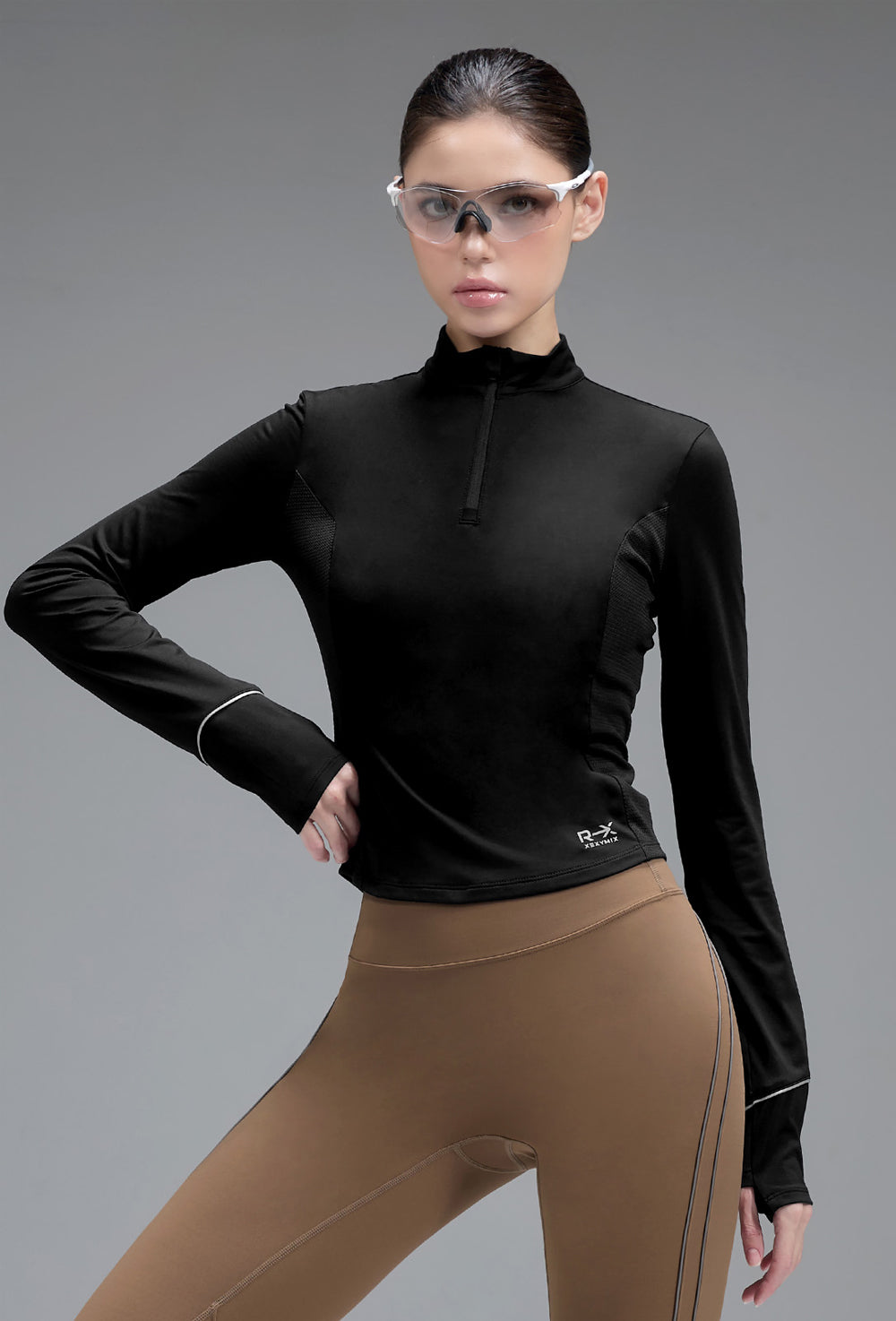 RX Brushed Fingerhole Half Zip-Up - Black