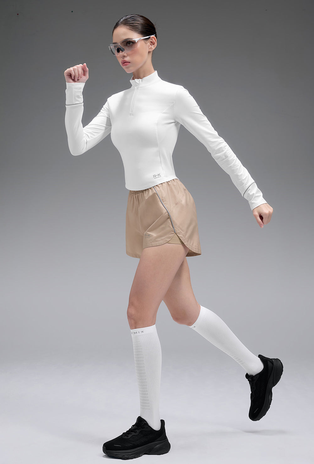 RX Brushed Fingerhole Half Zip-Up - Ivory