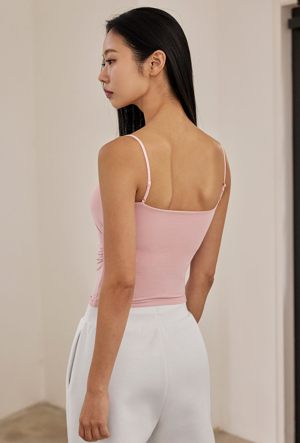 More Smooth Shirring Tank Top - Cozy Pink