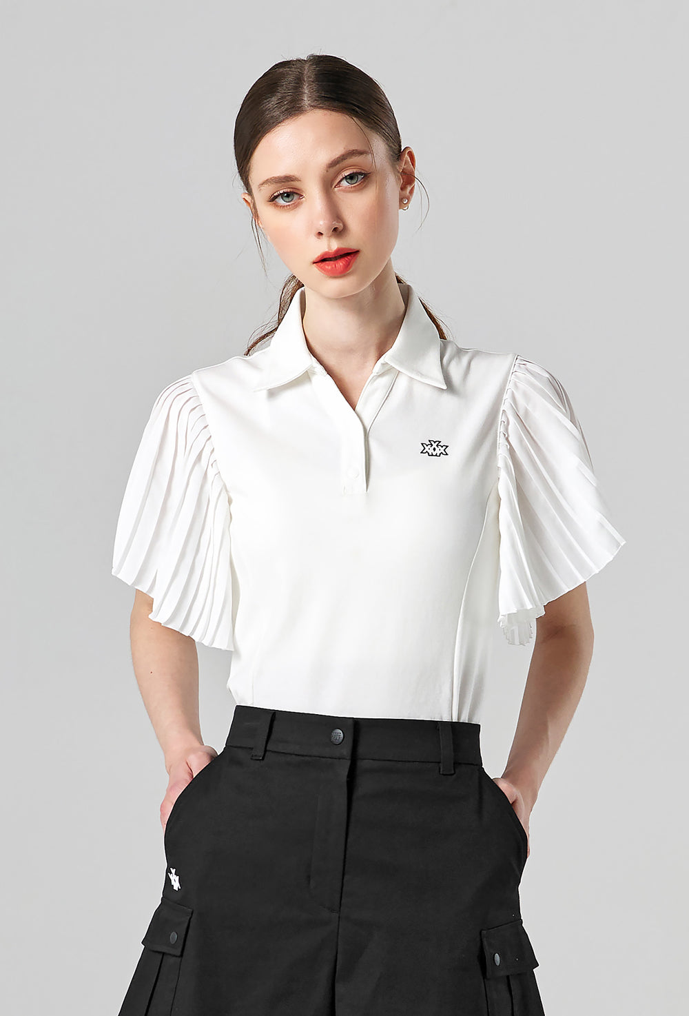 Pleated Polo Short Sleeve - White