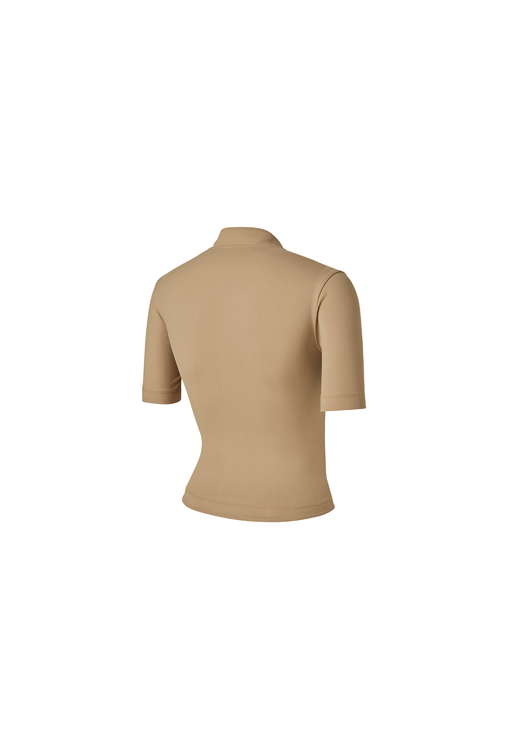 Slim Fit Crop Short Sleeve Zip-Up Jacket - Tan Beige
