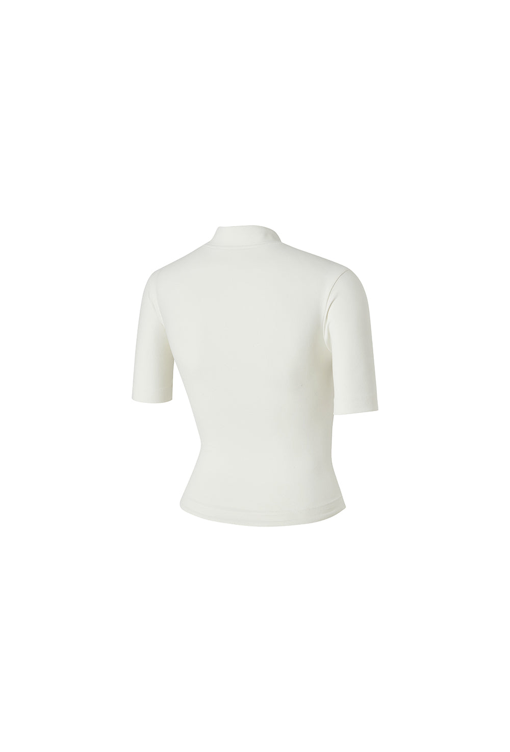 Slim Fit Crop Short Sleeve Zip-Up Jacket - Ivory