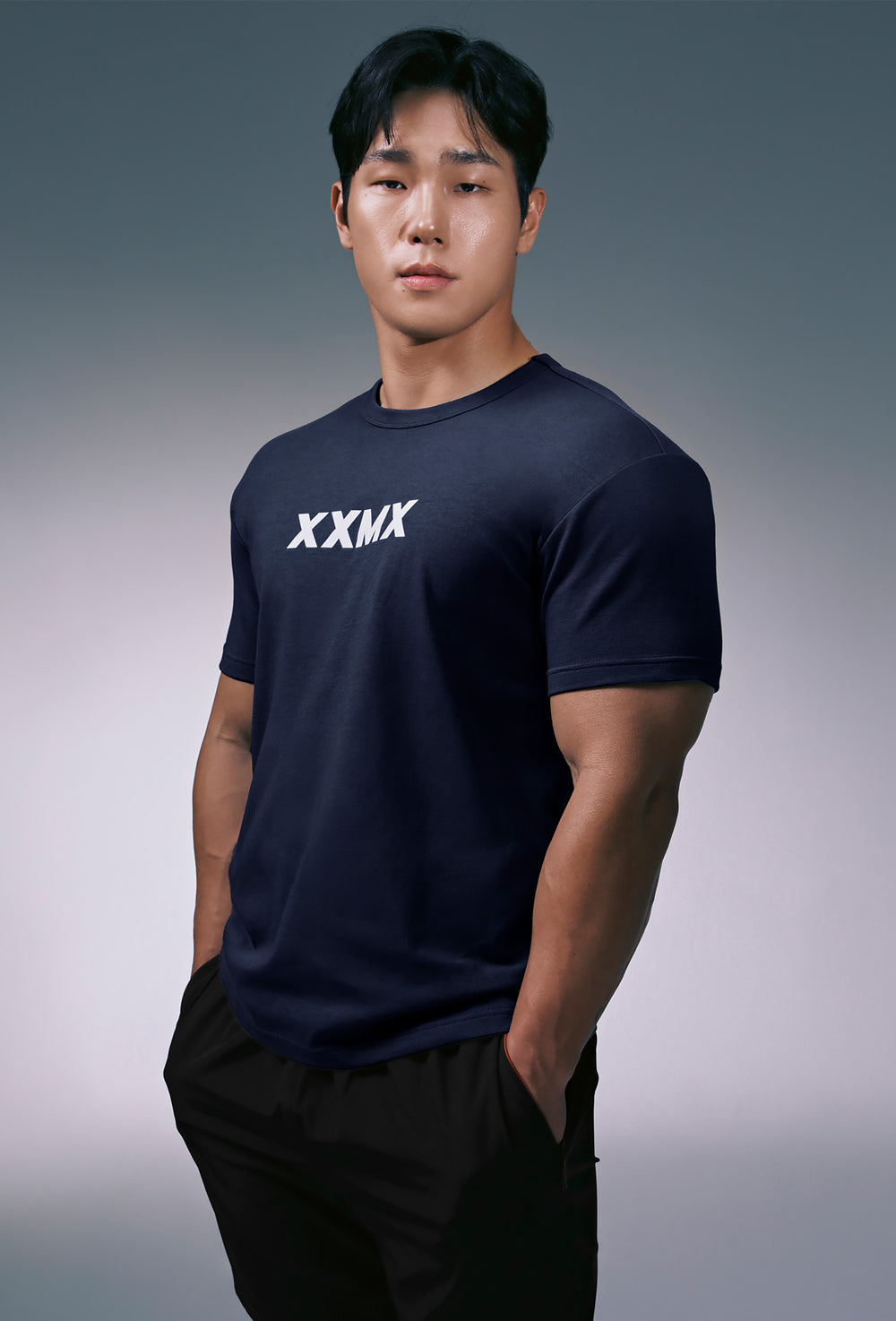 Muscle Fit Dual Light Short Sleeve - Navy
