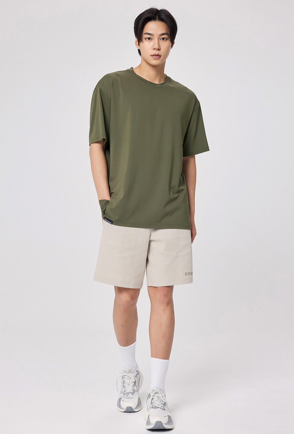 Men Ice Feather Overfit Short Sleeve - Wind Khaki