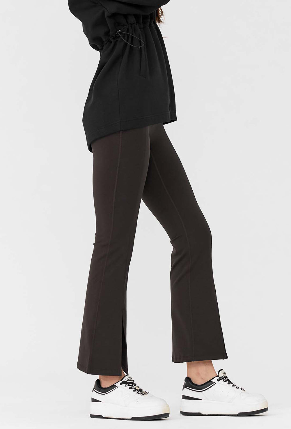 XELLA Intention Napping Boots Cut Slit Pants - Hot Chocolate