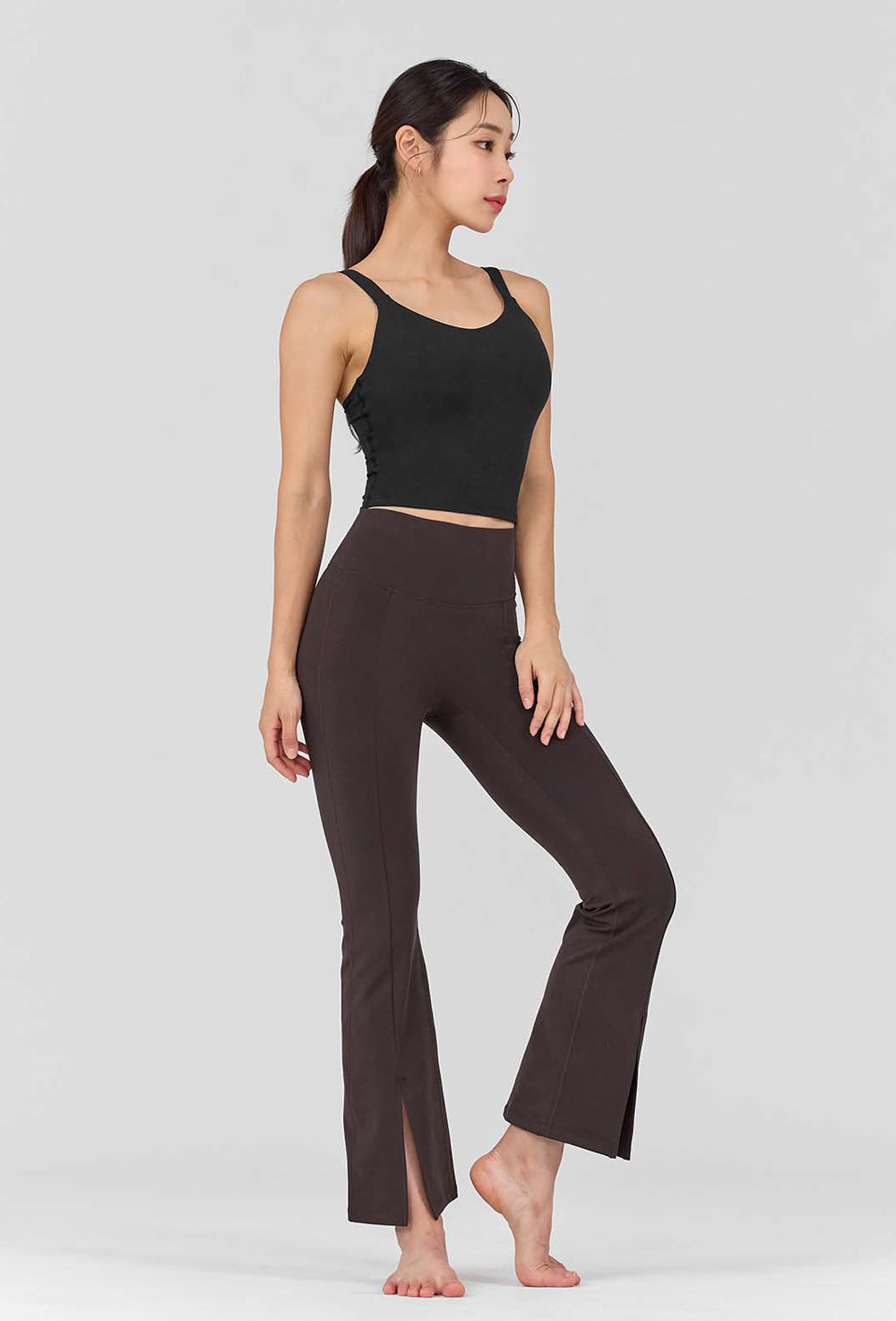 XELLA Intention Napping Boots Cut Slit Pants - Hot Chocolate