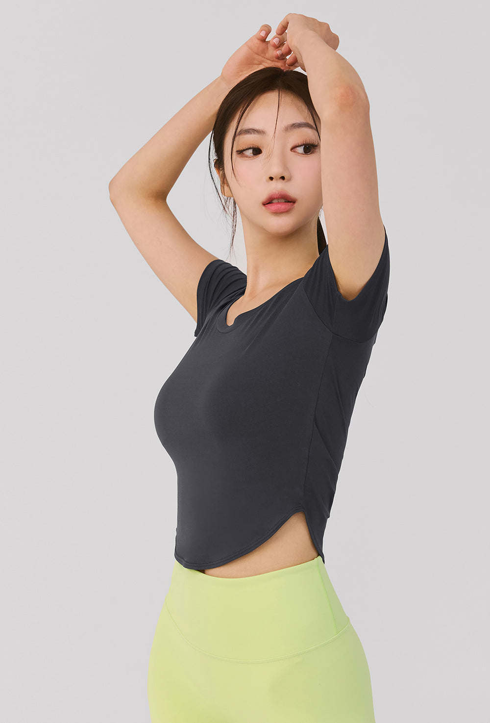 XELLA Light Round Crop Top - Charcoal Gray (Clearance)