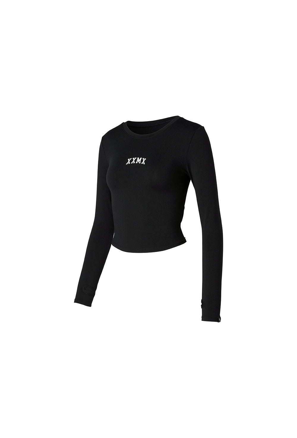 Cotton Like Finger Hole Long Sleeve - Black