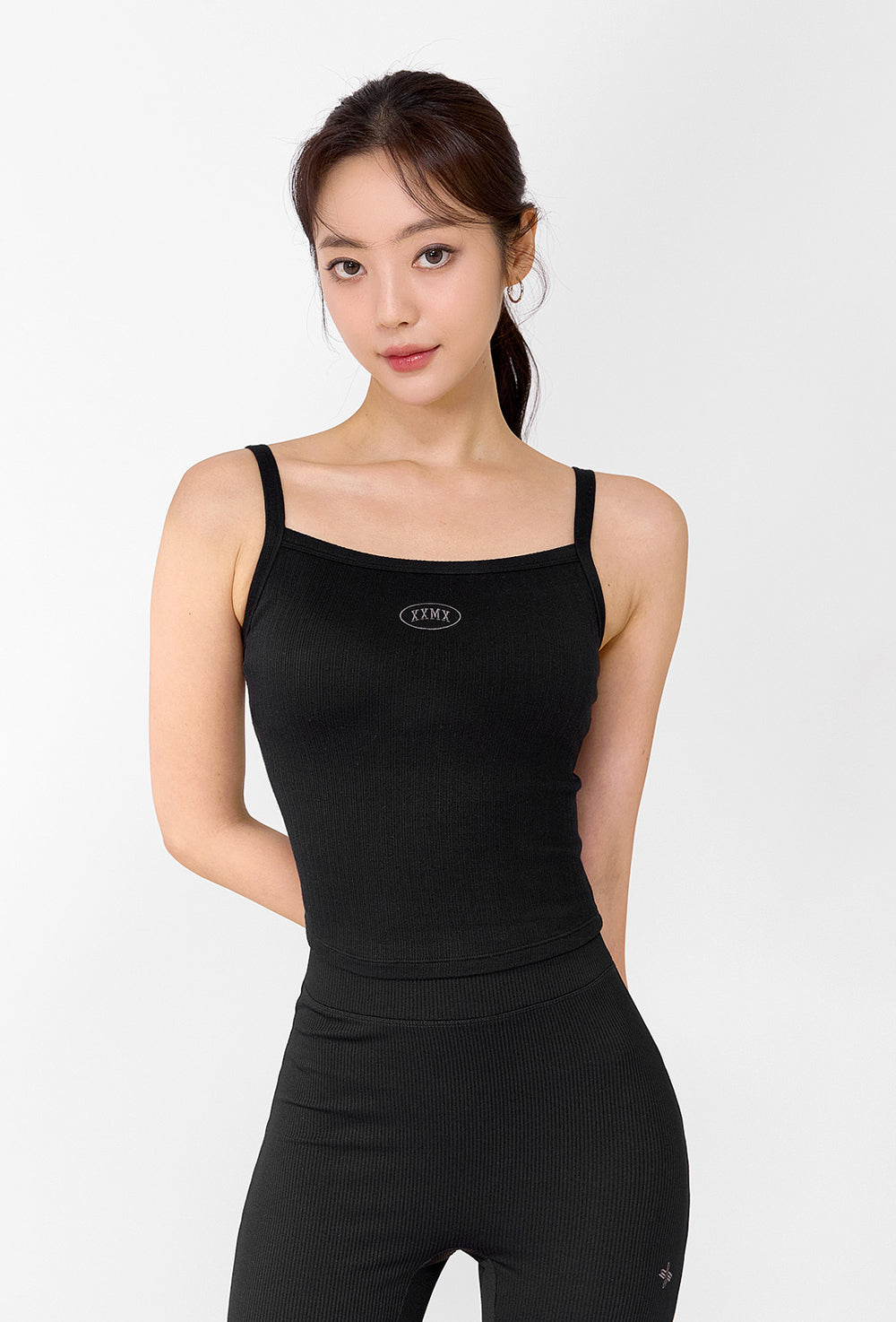 Ribbed Tension In pad Sleeveless - Black