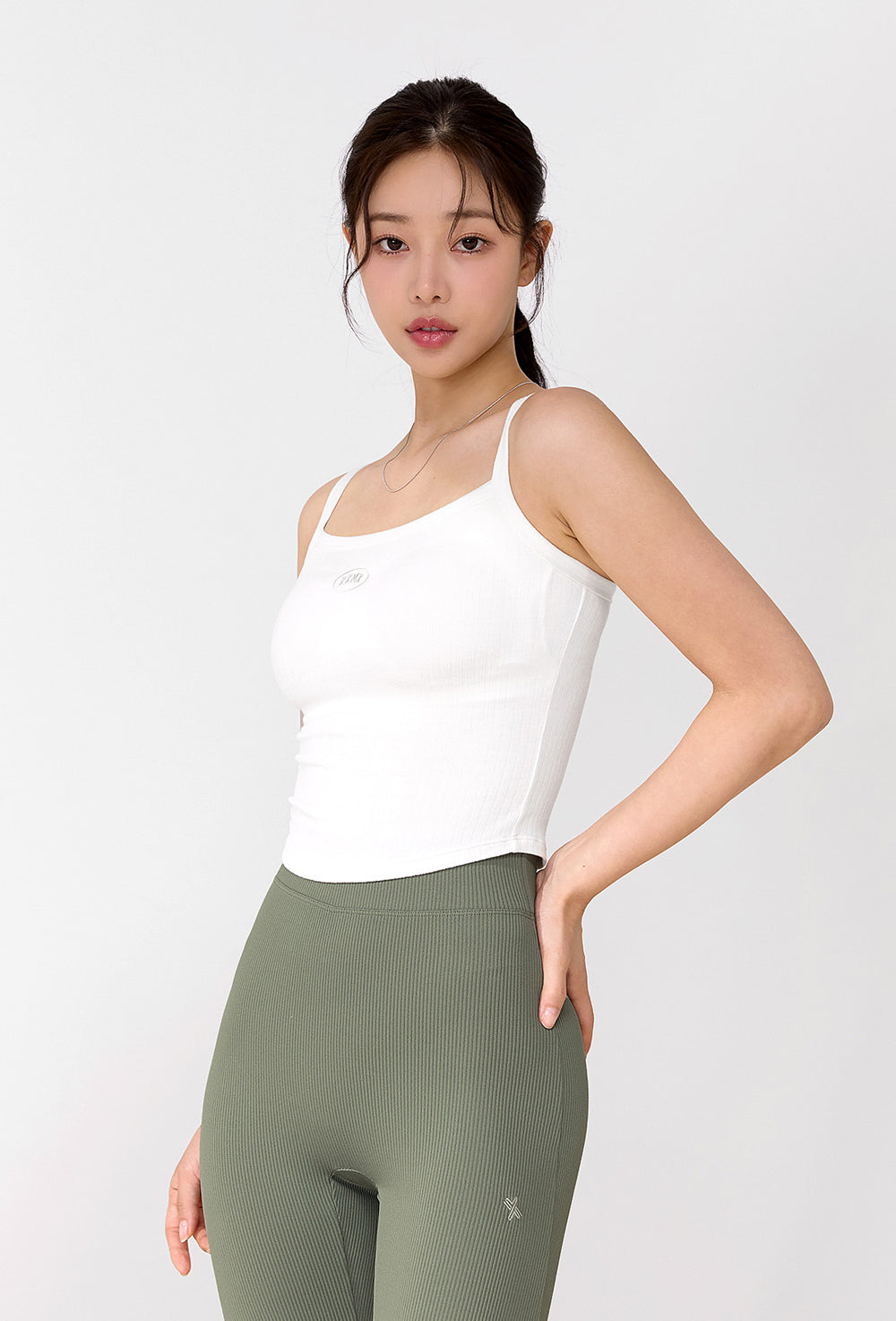 Ribbed Tension In pad Sleeveless - Ivory