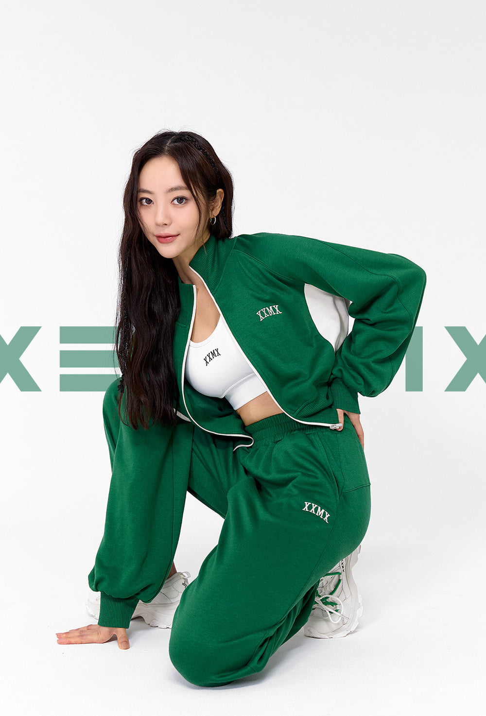 Mellow Color Block Zip-Up Jacket - Earth Green