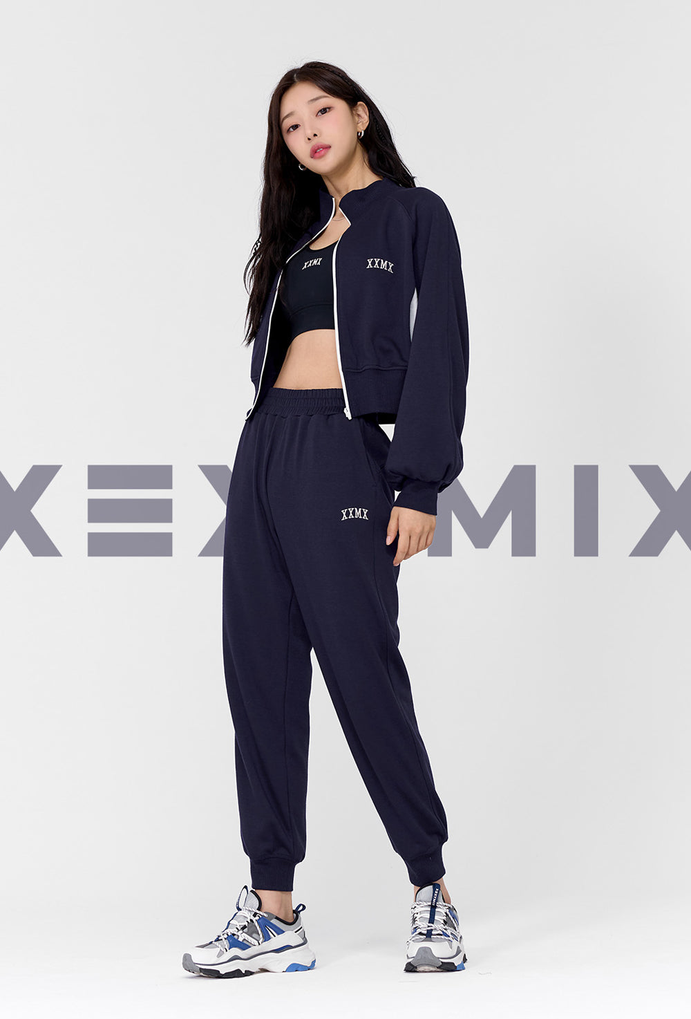 Mellow Color Block Zip-Up Jacket - Navy Shower