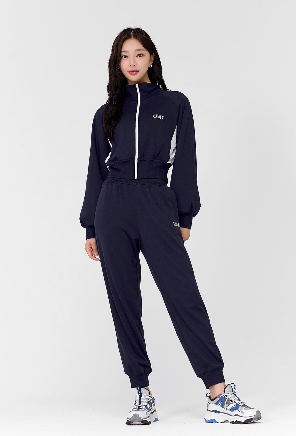 Mellow Color Block Zip-Up Jacket - Navy Shower