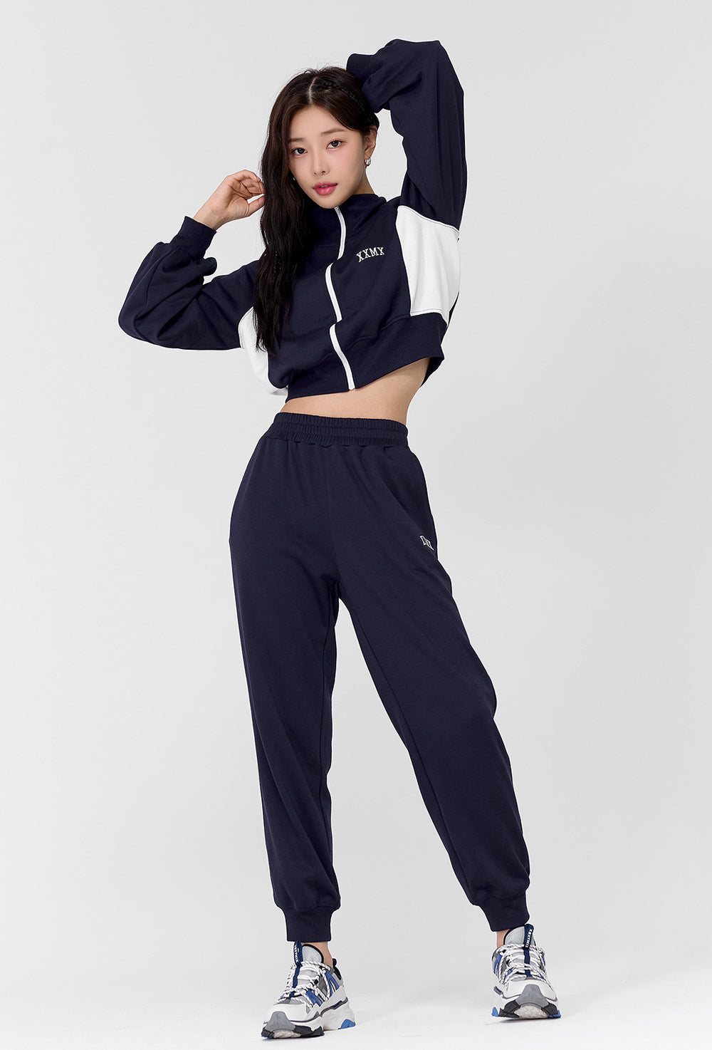 Mellow Color Block Zip-Up Jacket - Navy Shower