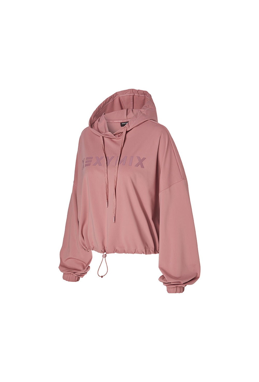 High-Tension Loose-Fit Cropped Hoodie - Faded Rose