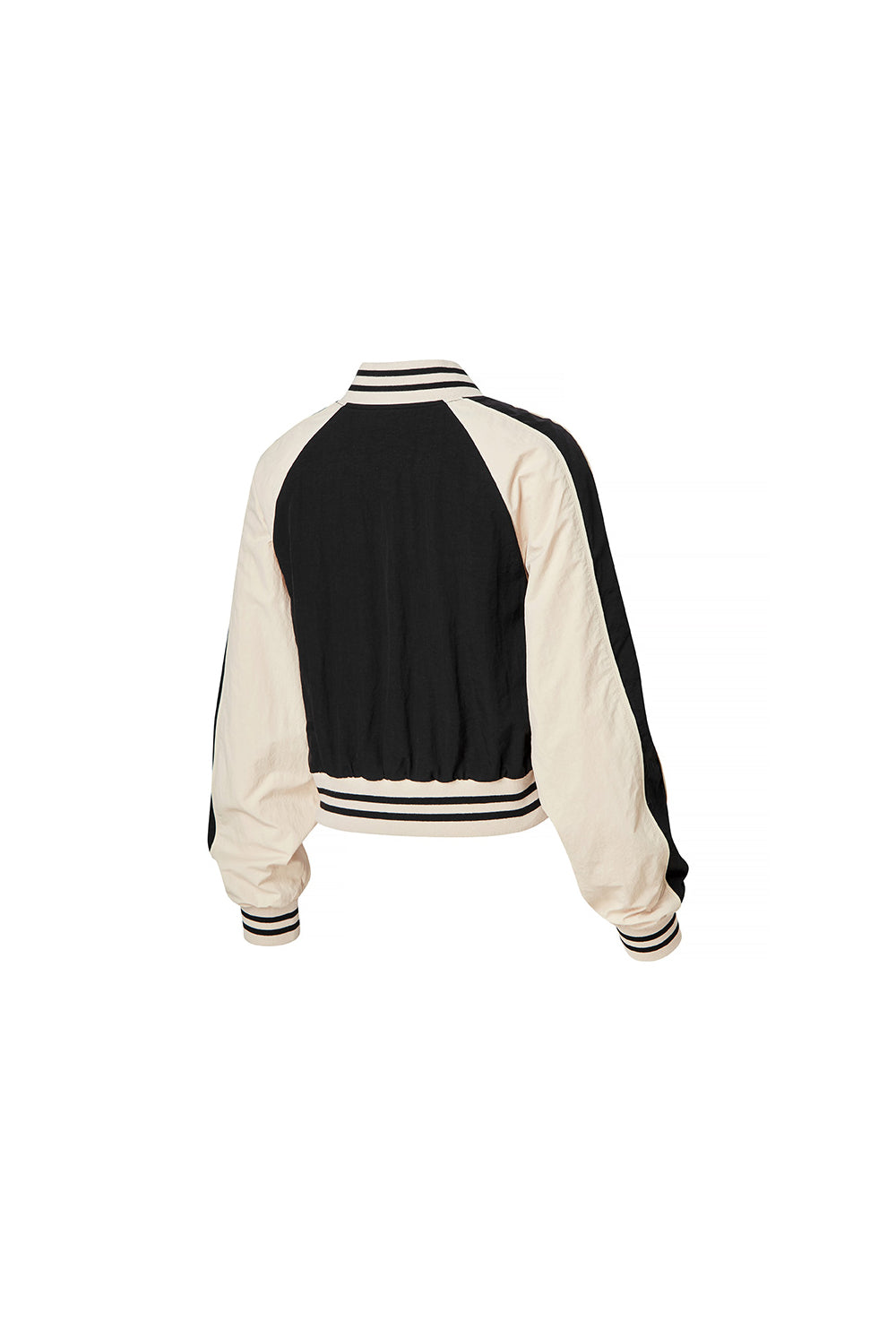 Woven Crop Varsity Jacket - Black