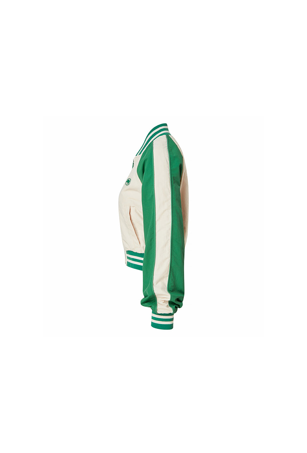 Woven Crop Varsity Jacket - Clover Beige