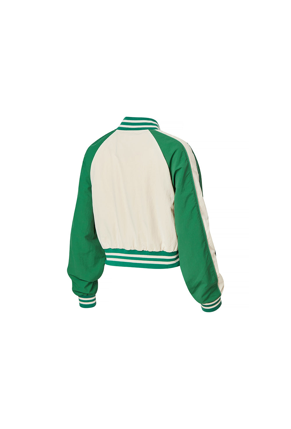 Woven Crop Varsity Jacket - Clover Beige