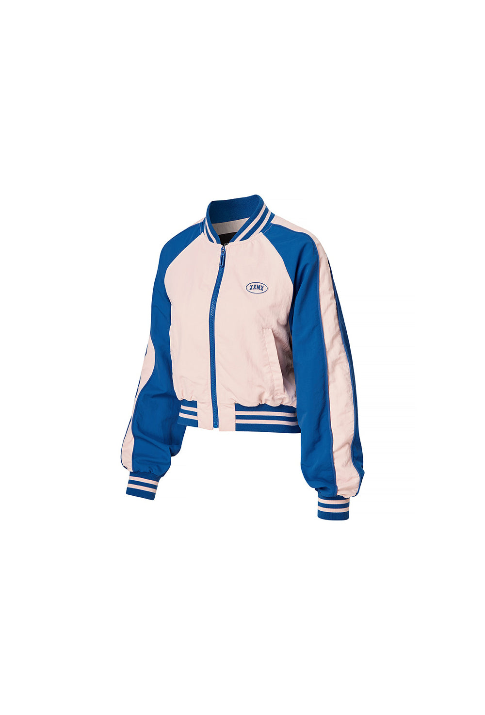 Woven Crop Varsity Jacket - Whale Pink