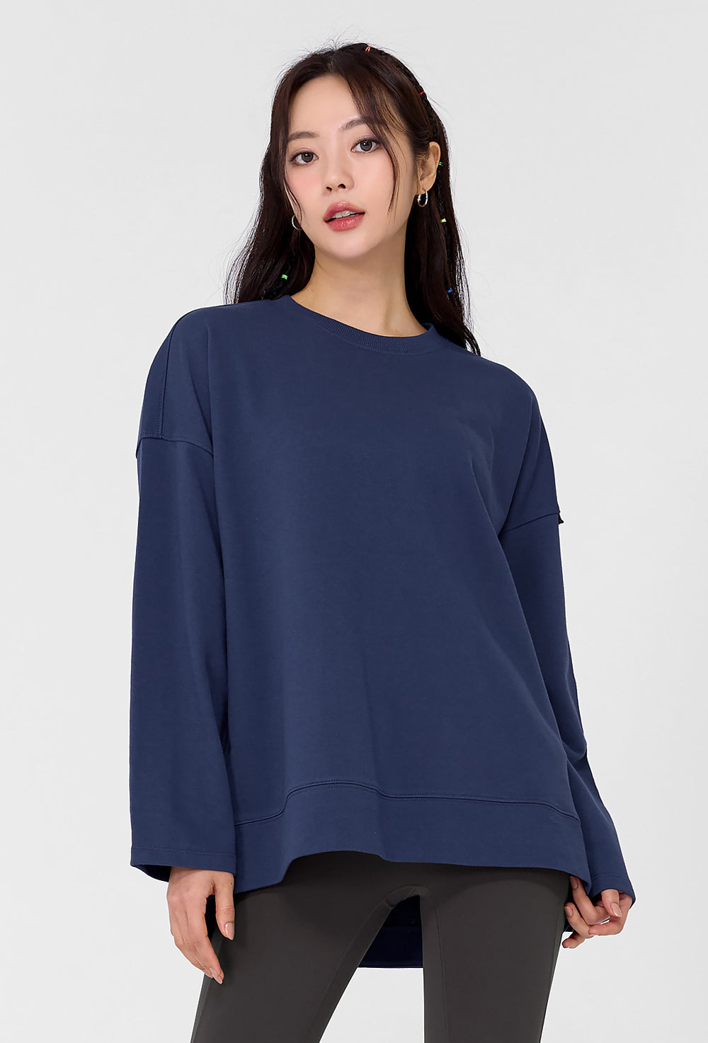 Cotton Cover Loose Fit T-Shirt - Moss Navy