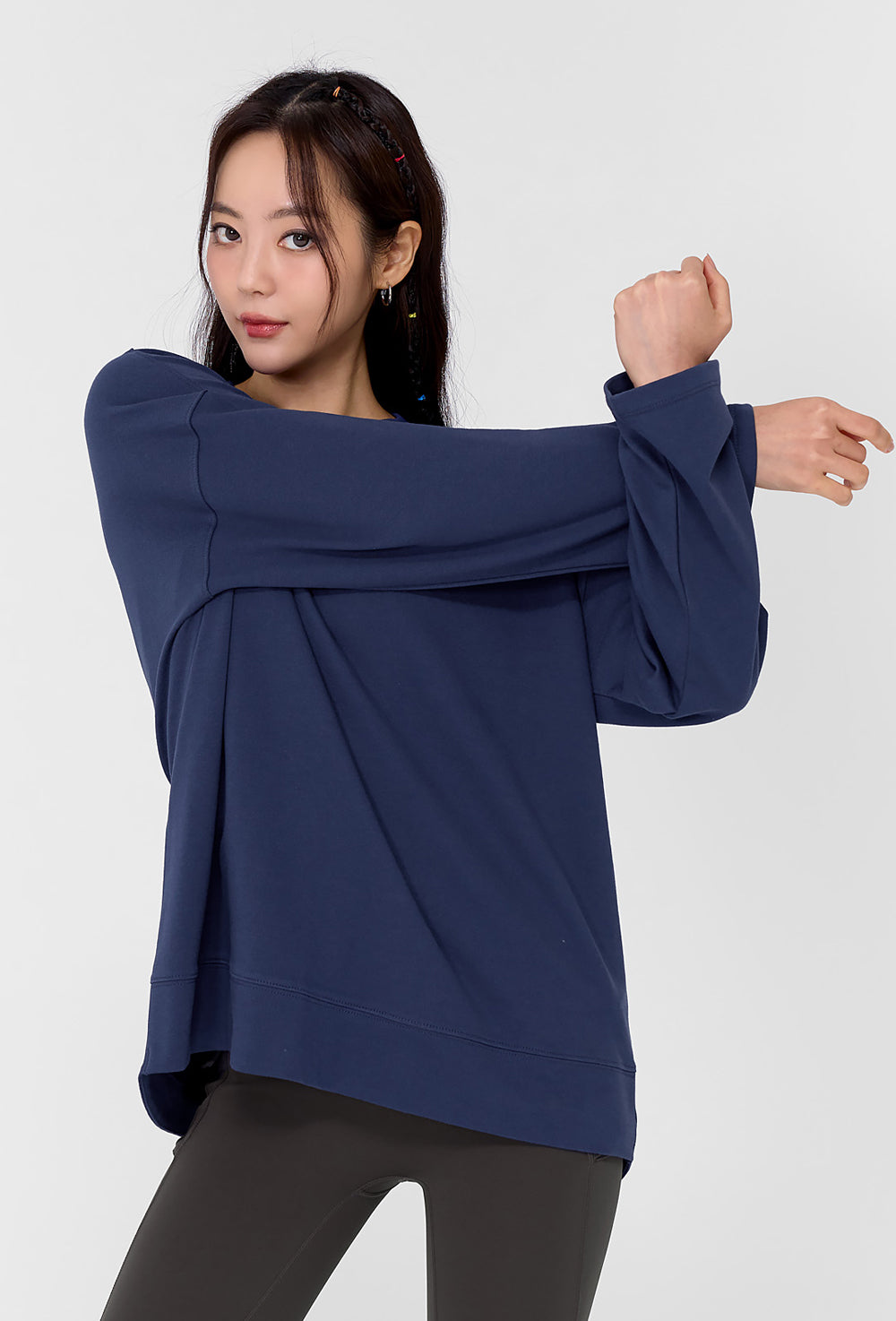 Cotton Cover Loose Fit T-Shirt - Moss Navy