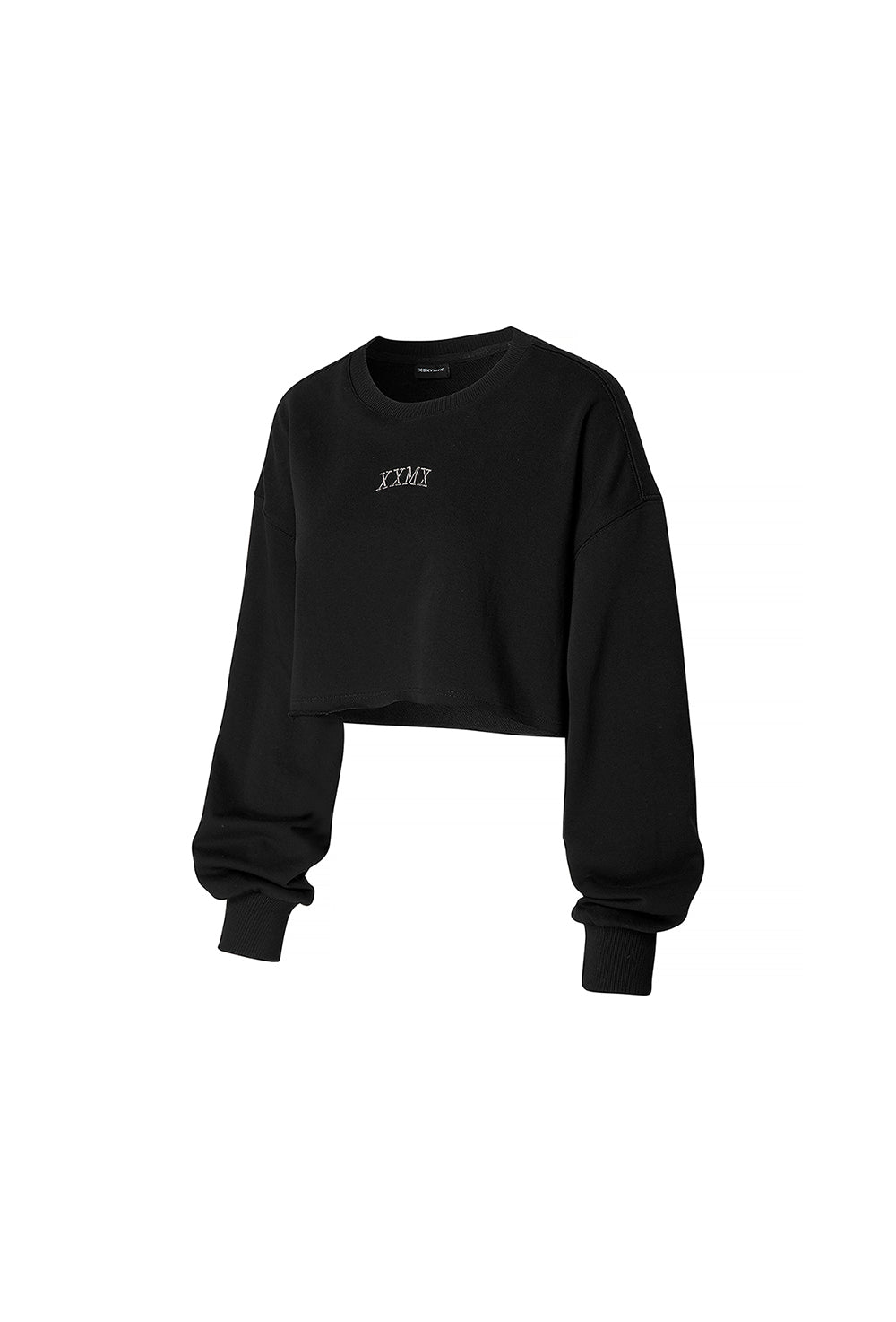 Soft Cotton Daily Crop Sweatshirt - Black