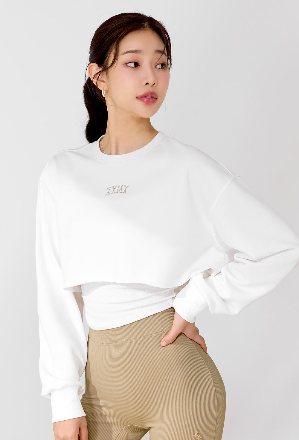 Soft Cotton Daily Crop Sweatshirt - Ivory