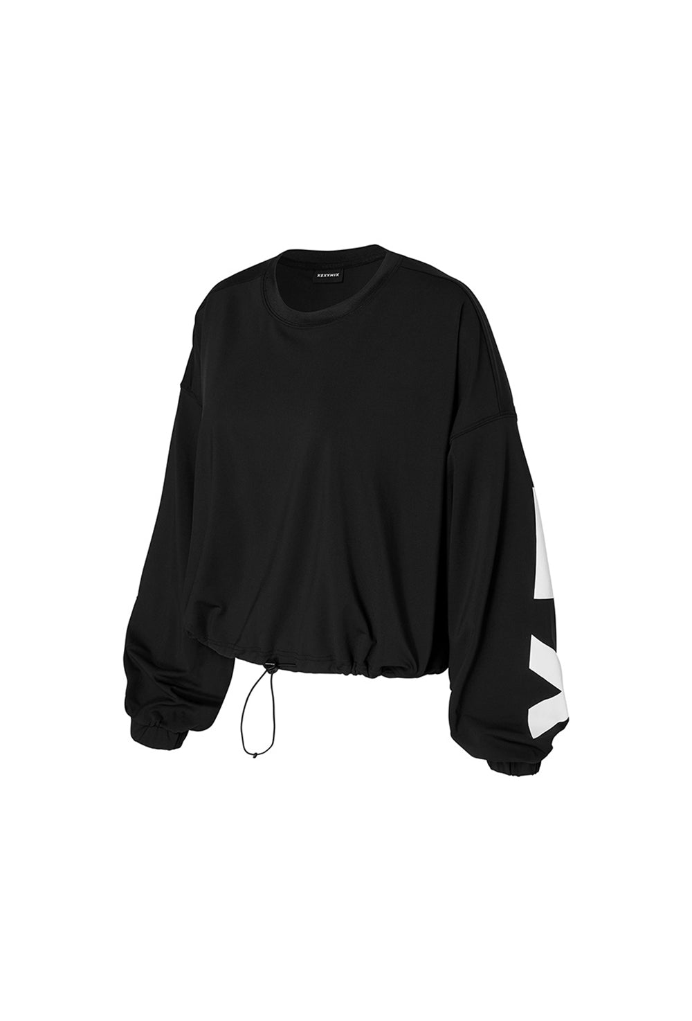 Lettering Loose-Fit Cropped Sweatshirt in - Black