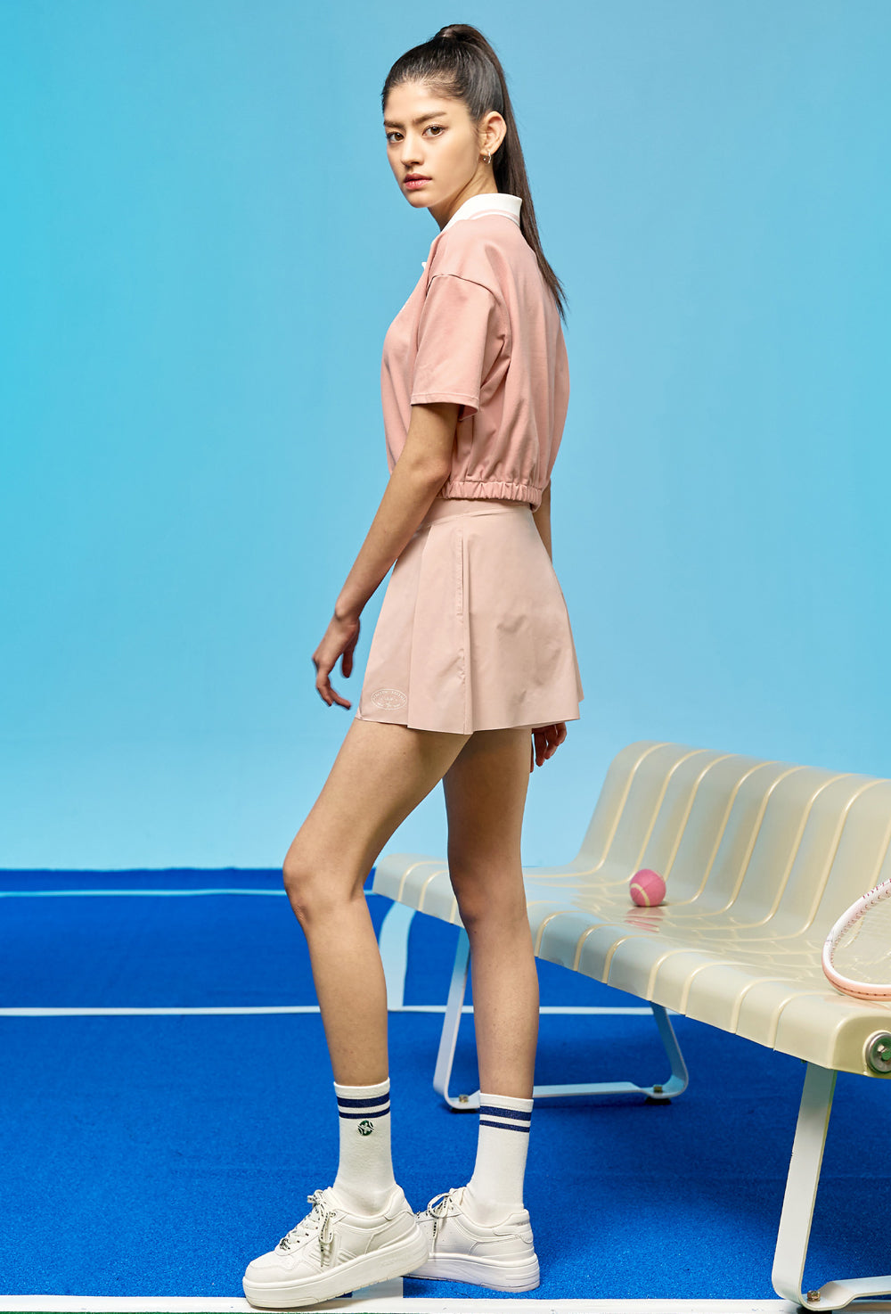 Pleated Banding Shorts - Sand Pink