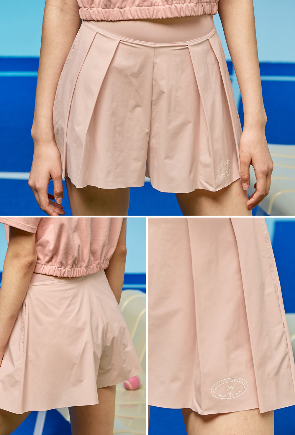 Pleated Banding Shorts - Sand Pink